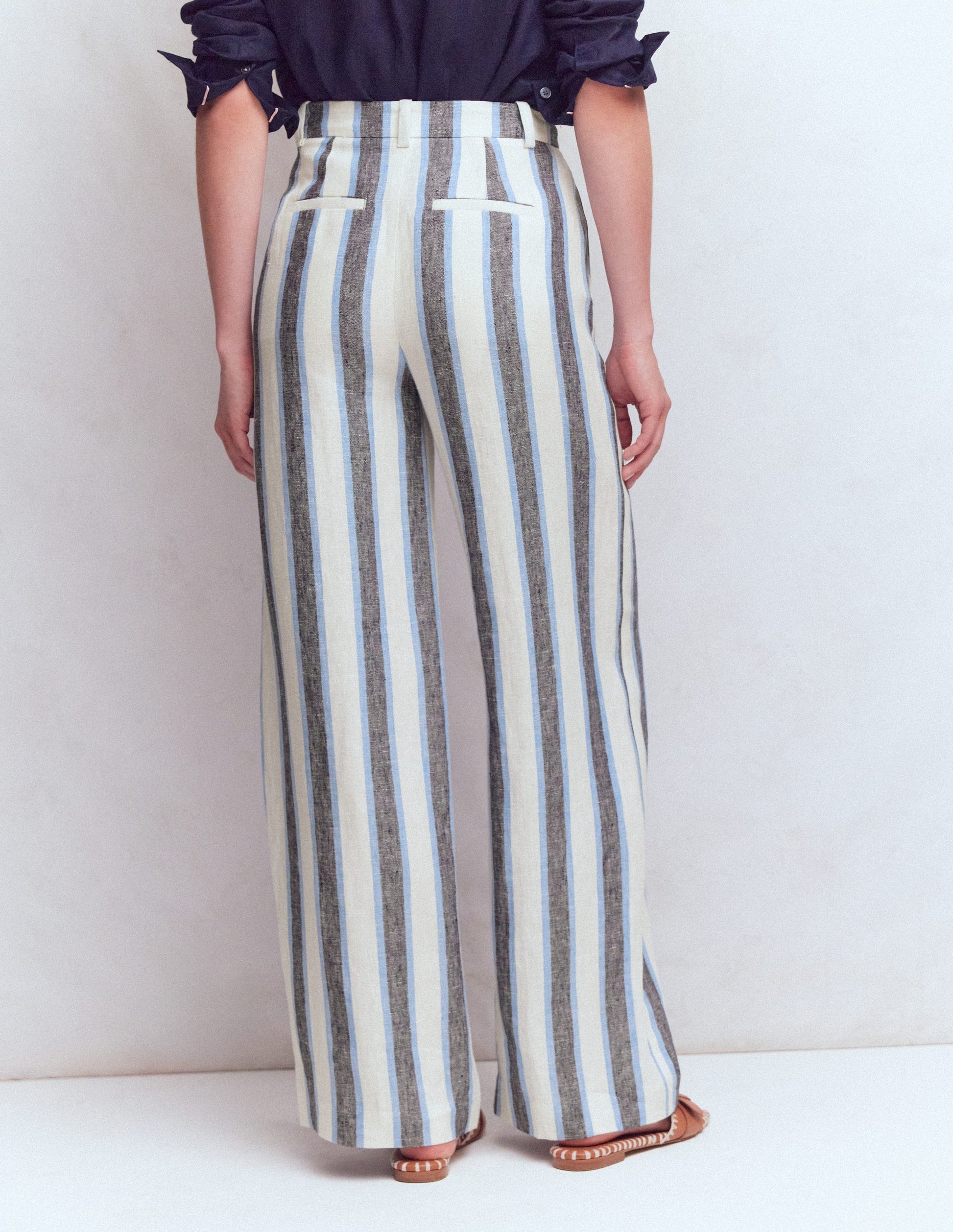 Belgravia Linen Pants-Blue and White Stripe-5