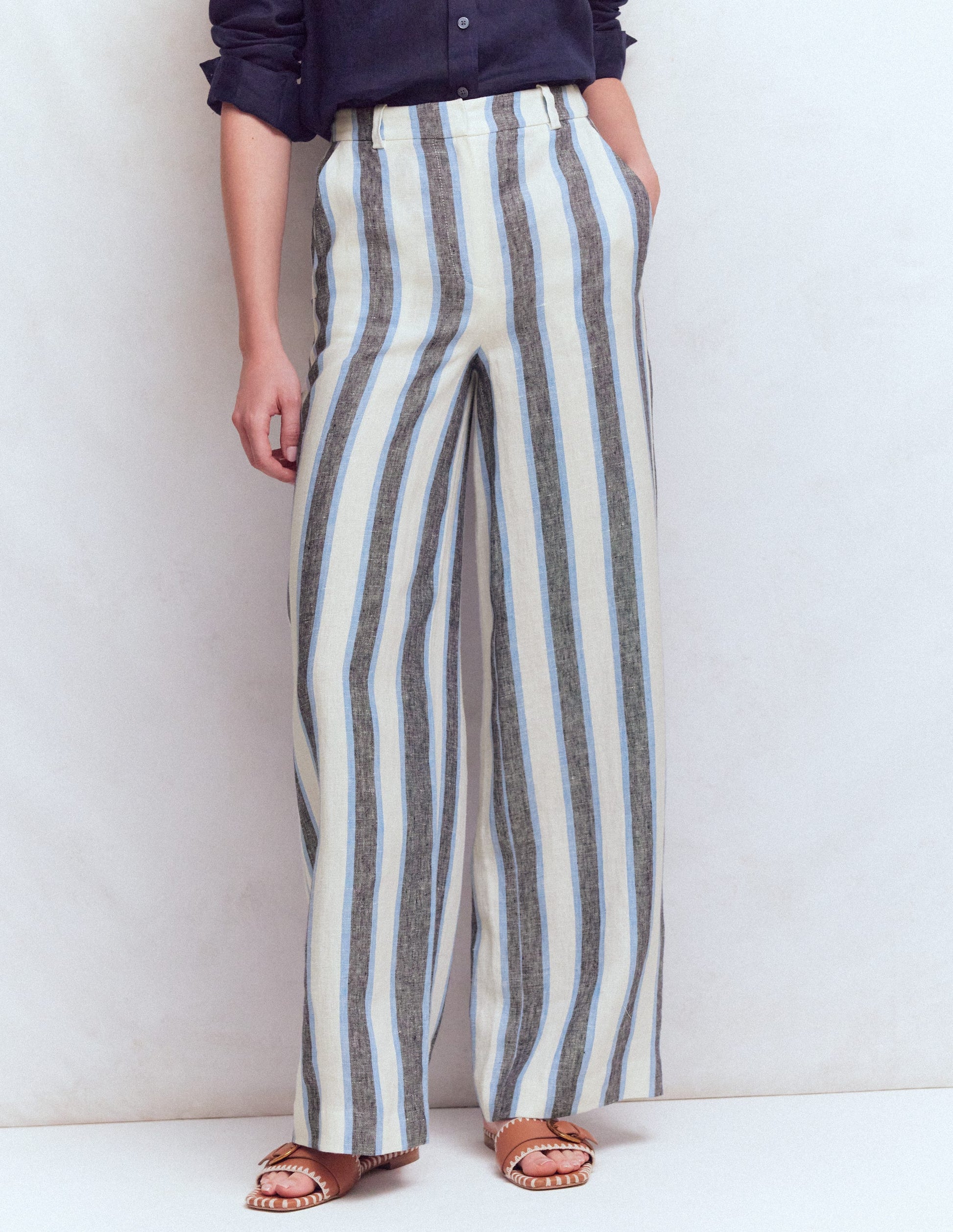 Belgravia Linen Pants-Blue and White Stripe-6