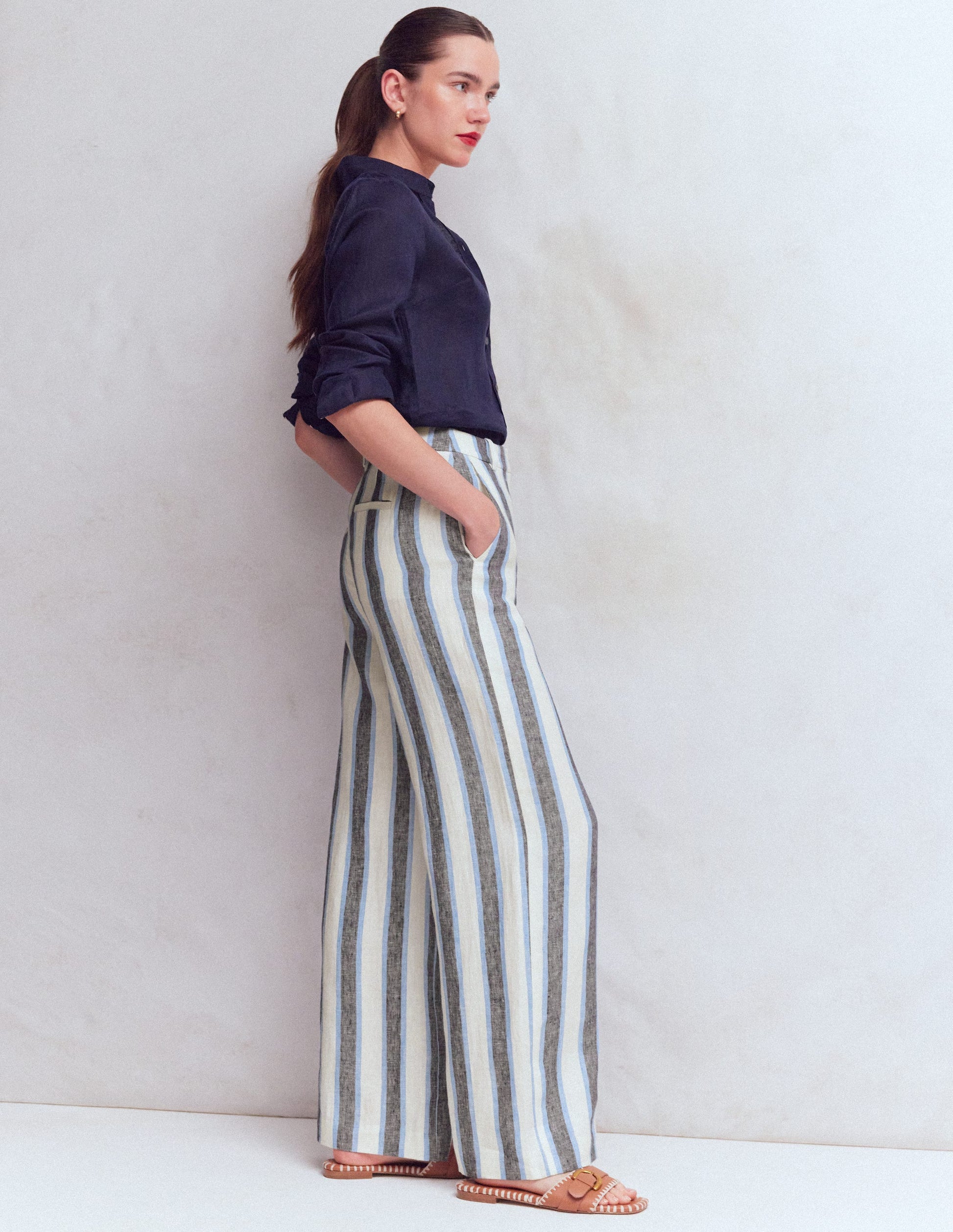 Belgravia Linen Pants-Blue and White Stripe-8