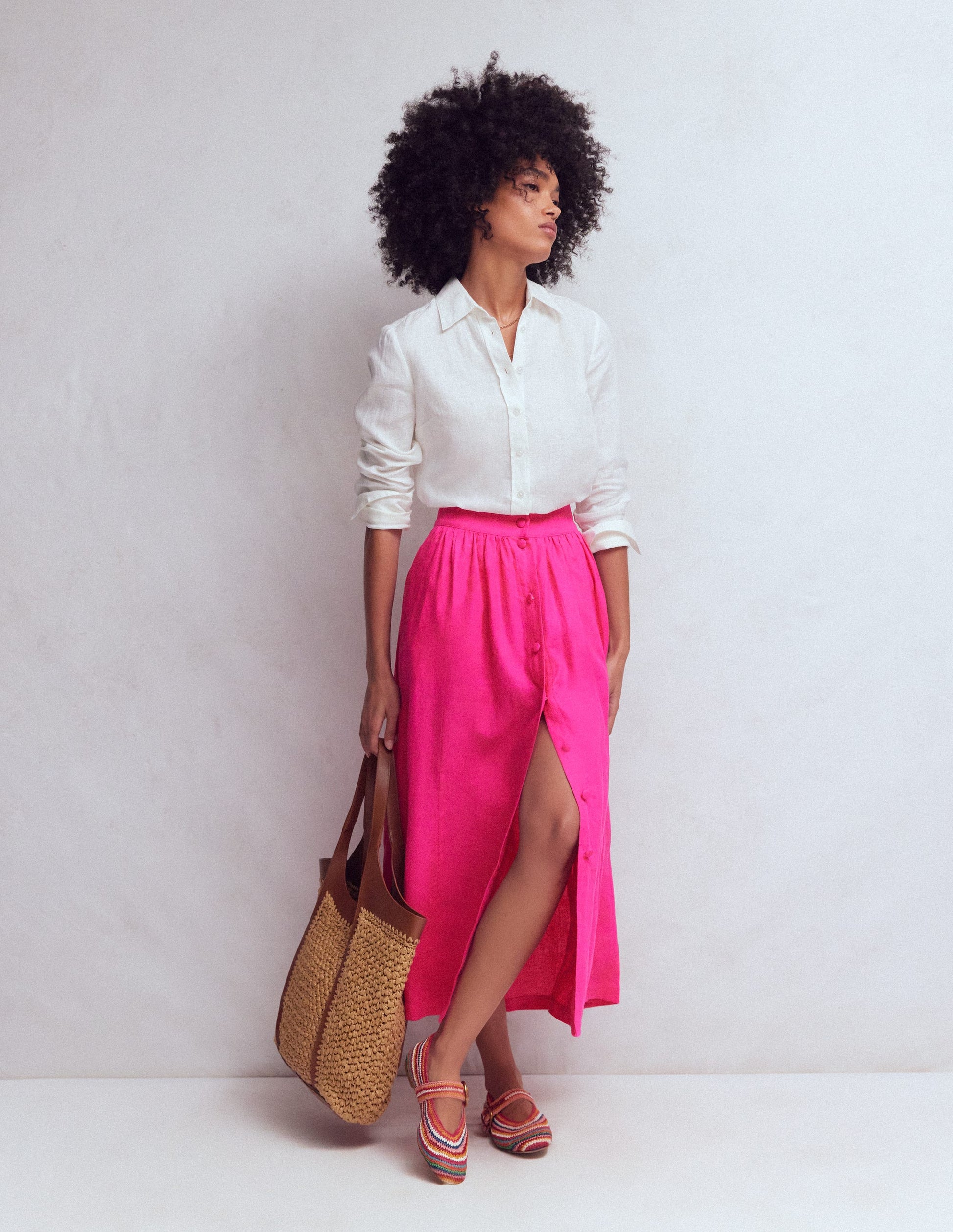 Emma Linen Maxi Skirt-Pink Peony-1