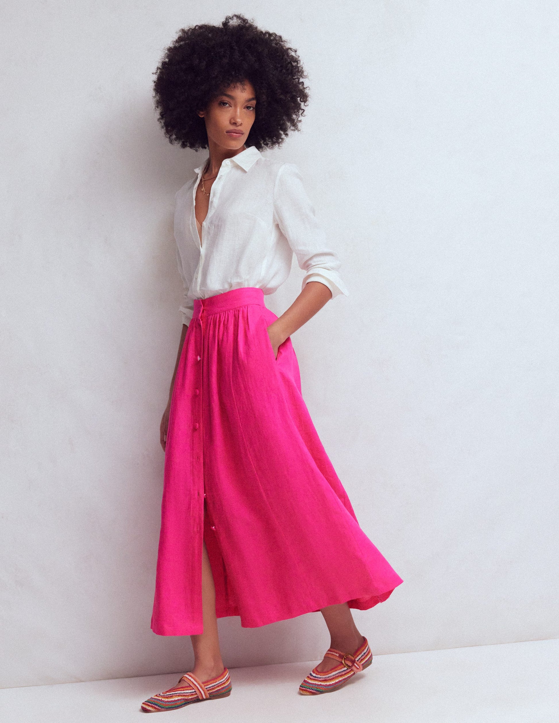 Emma Linen Maxi Skirt-Pink Peony-4