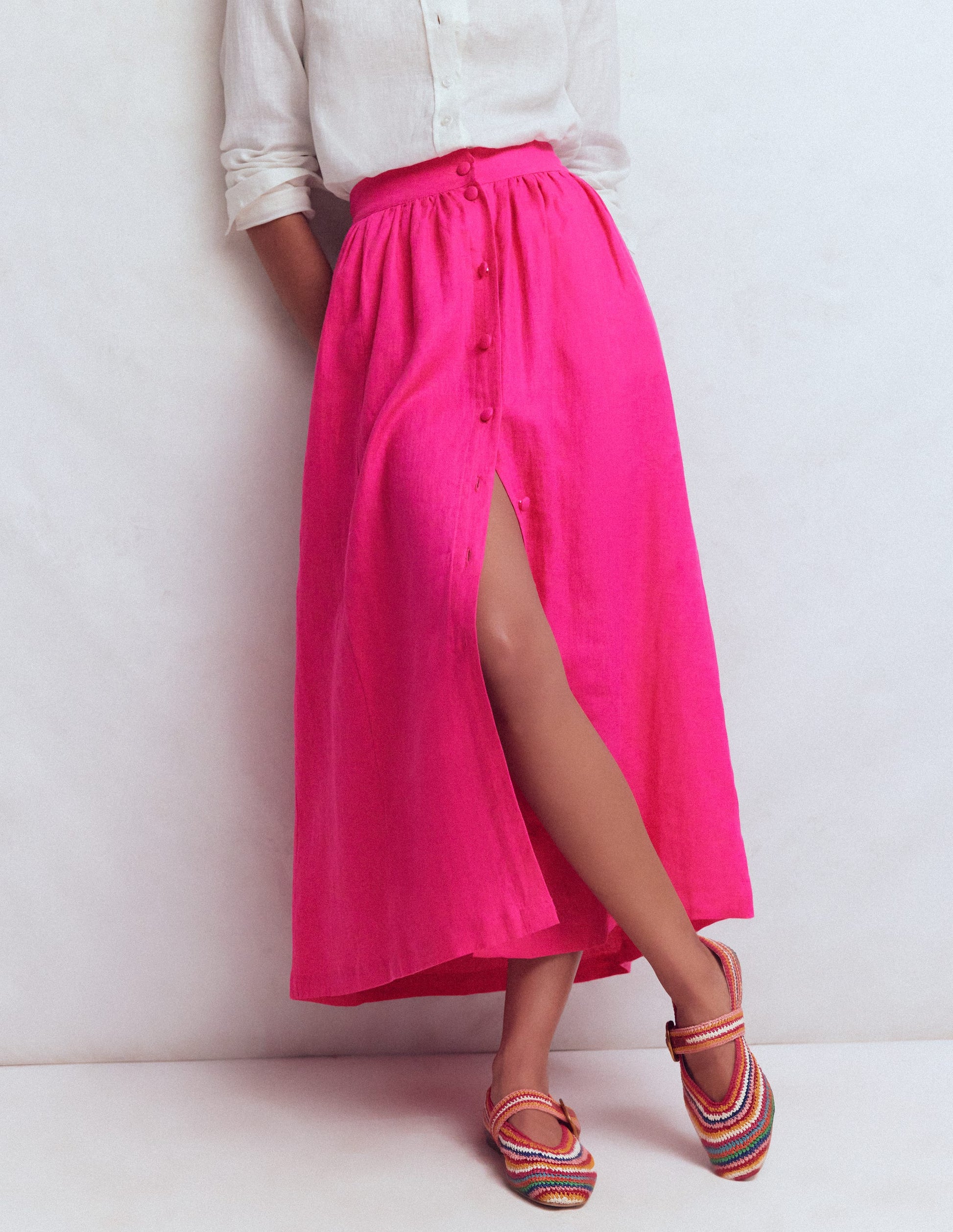 Emma Linen Maxi Skirt-Pink Peony-5