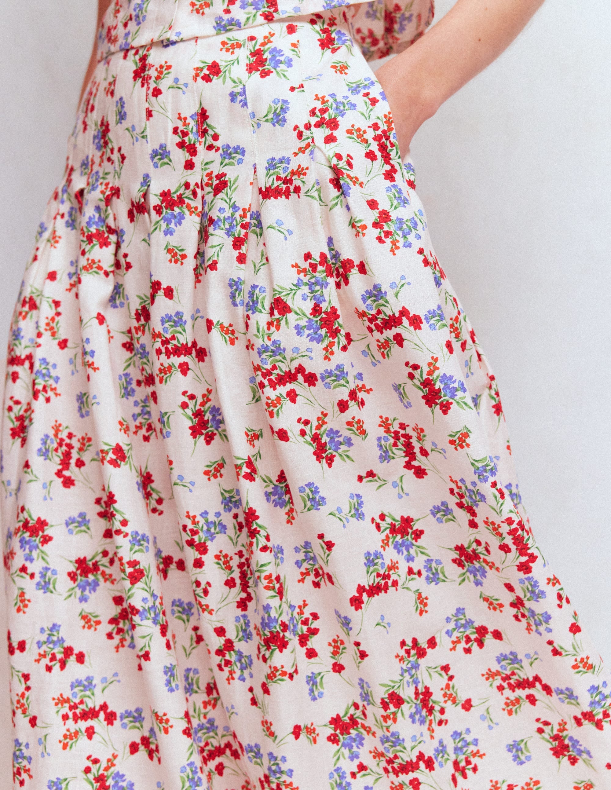 Valentina Linen Skirt-Ivory, Bloom Scatter - Image 2