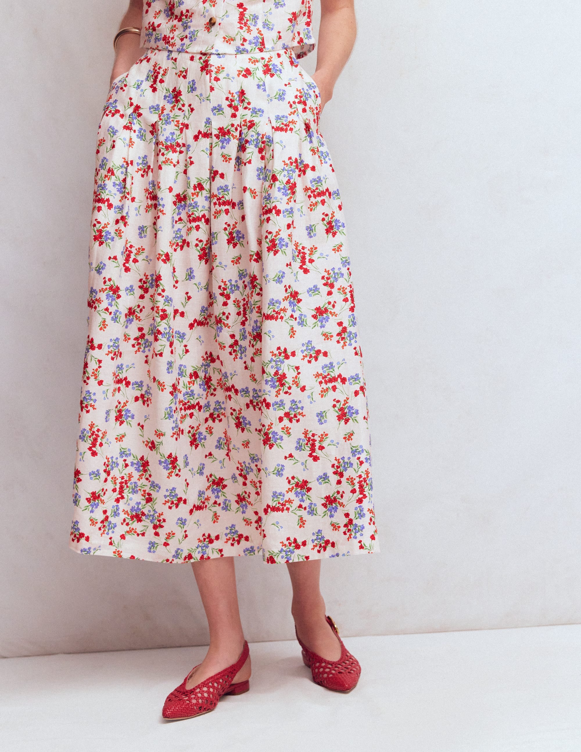 Valentina Linen Skirt-Ivory, Bloom Scatter - Image 4