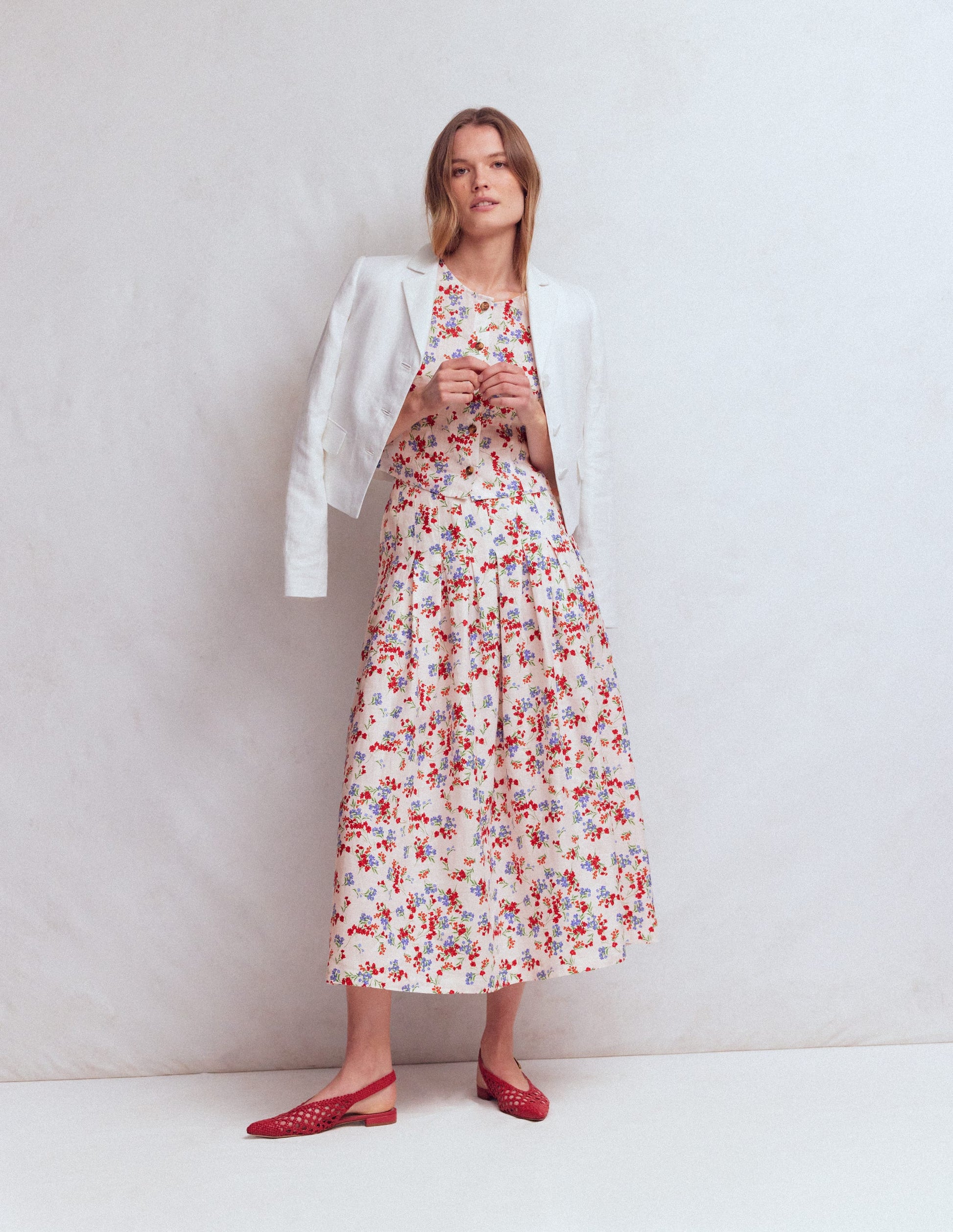 Valentina Linen Skirt-Ivory, Bloom Scatter-7