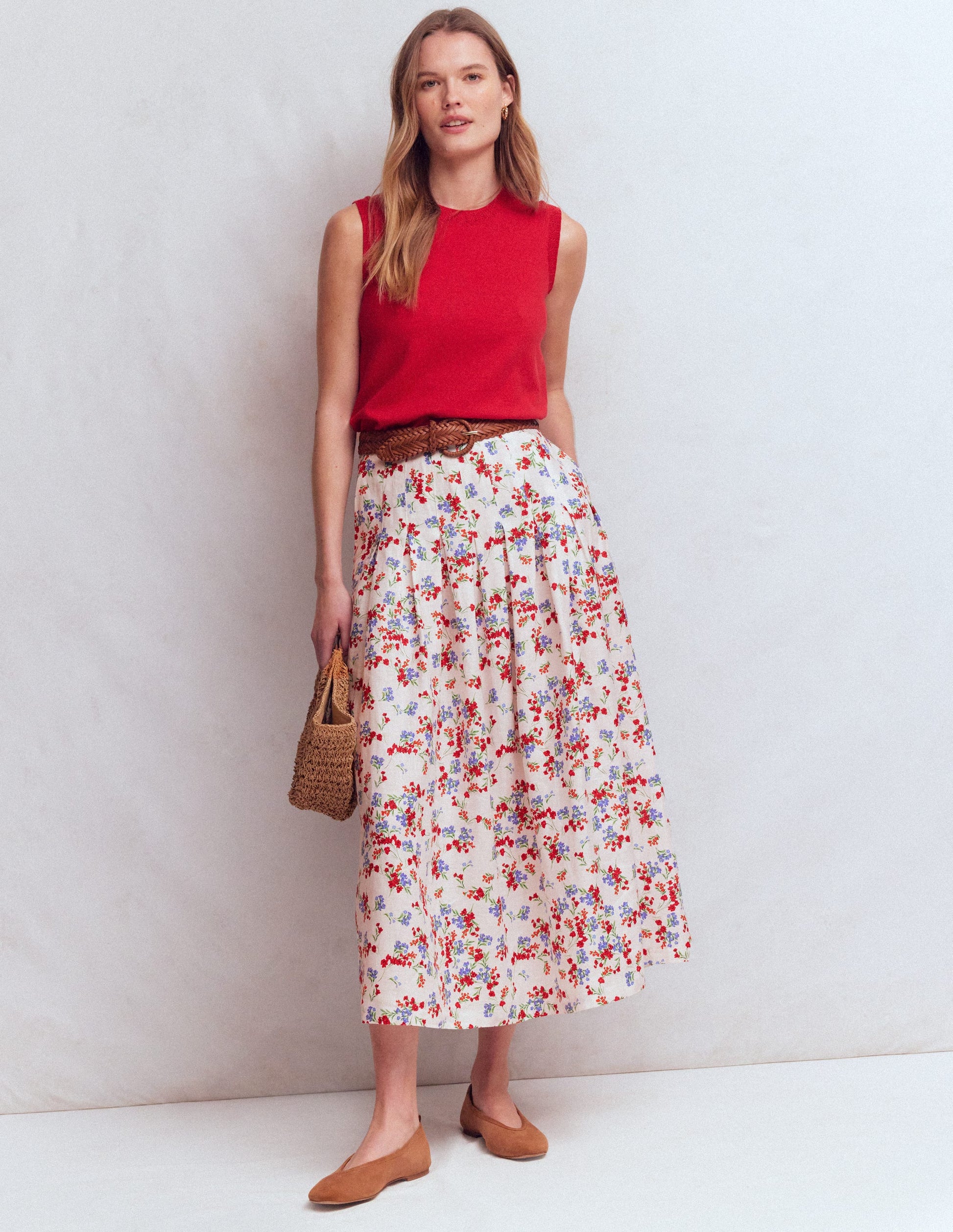 Valentina Linen Skirt-Ivory, Bloom Scatter-8