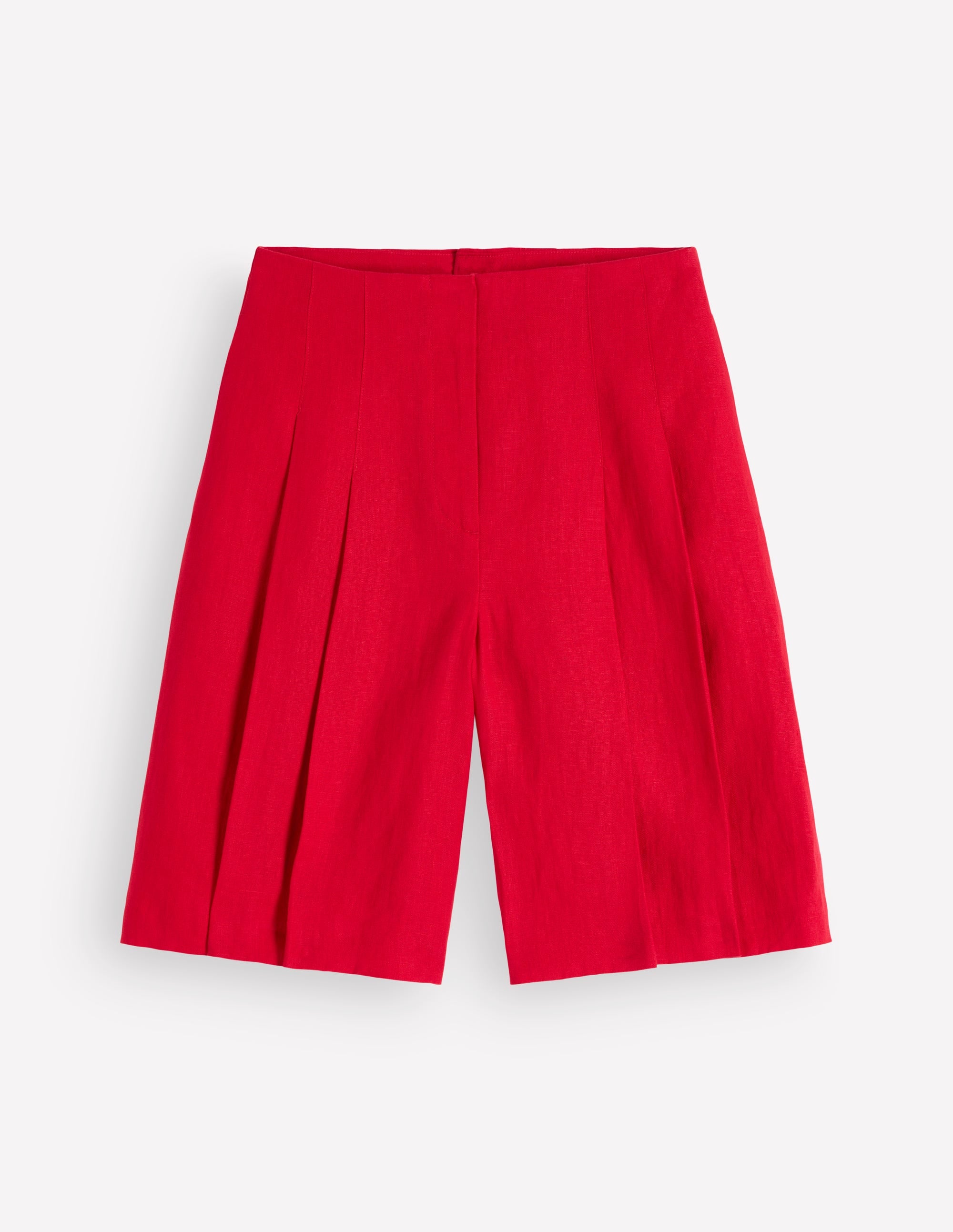 Highbury Pleated Linen Shorts-Deep Red - Image 7