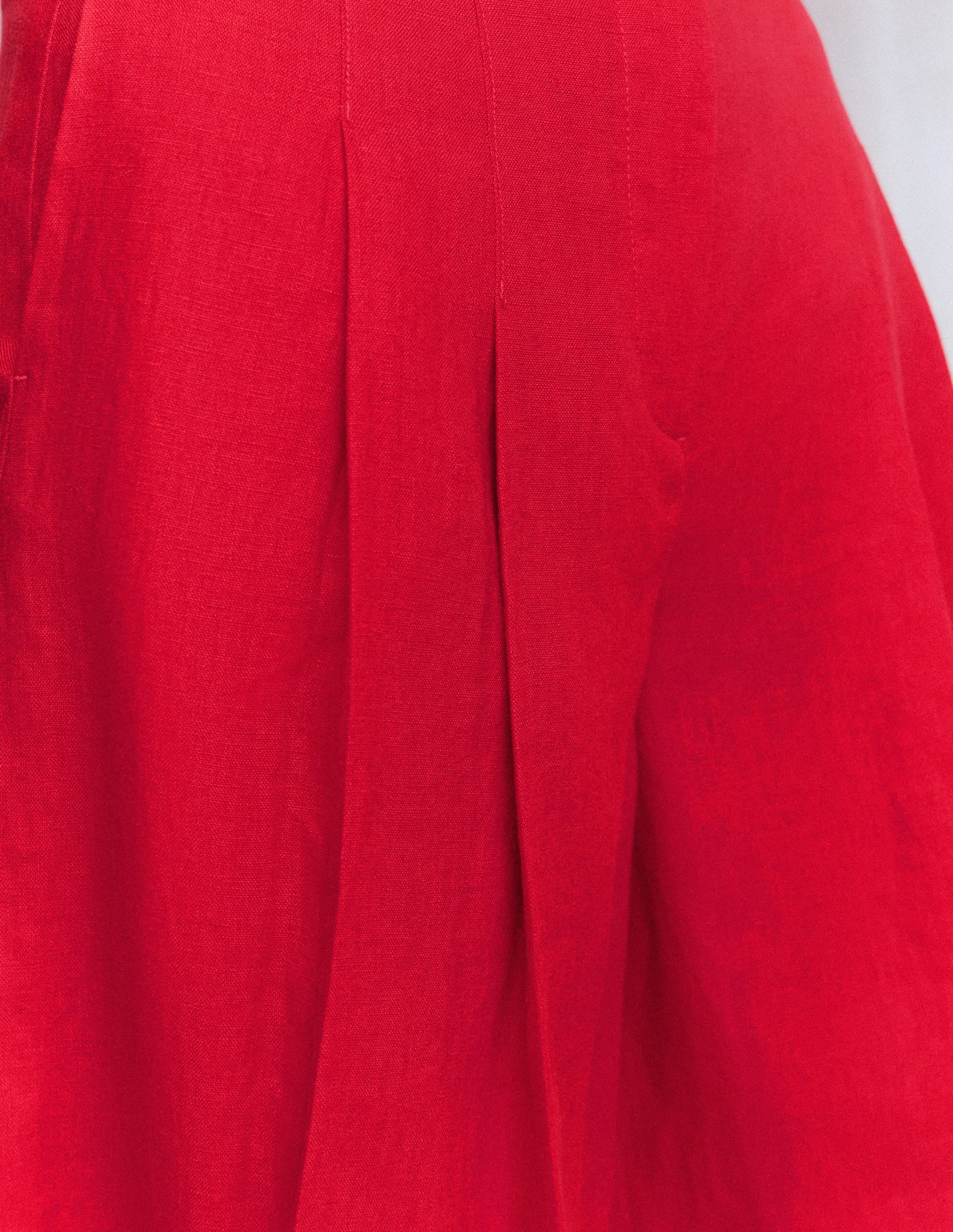 Highbury Pleated Linen Shorts-Deep Red - Image 3
