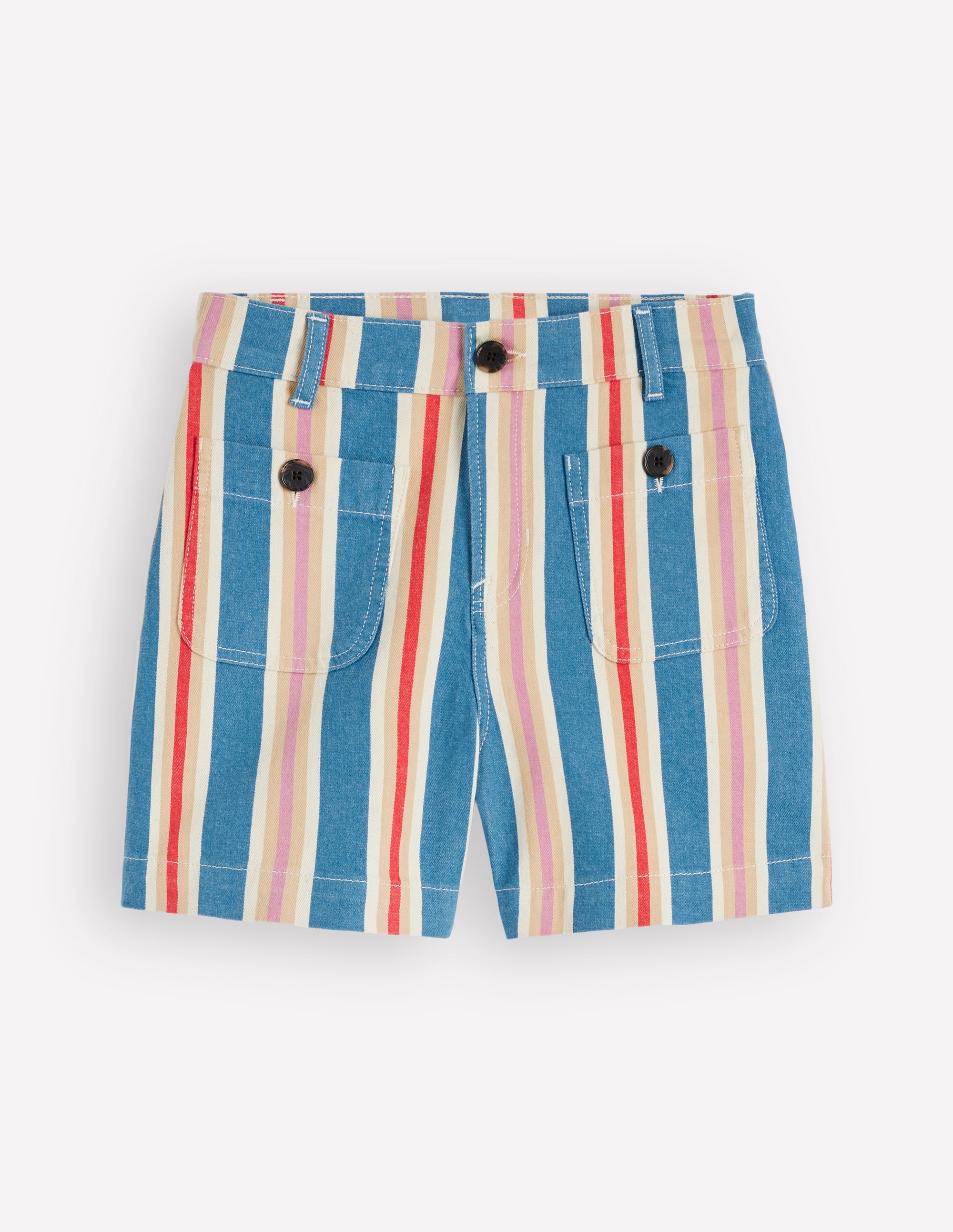 Primrose Denim Shorts-Blue, Pink, Red Multistripe - Image 7