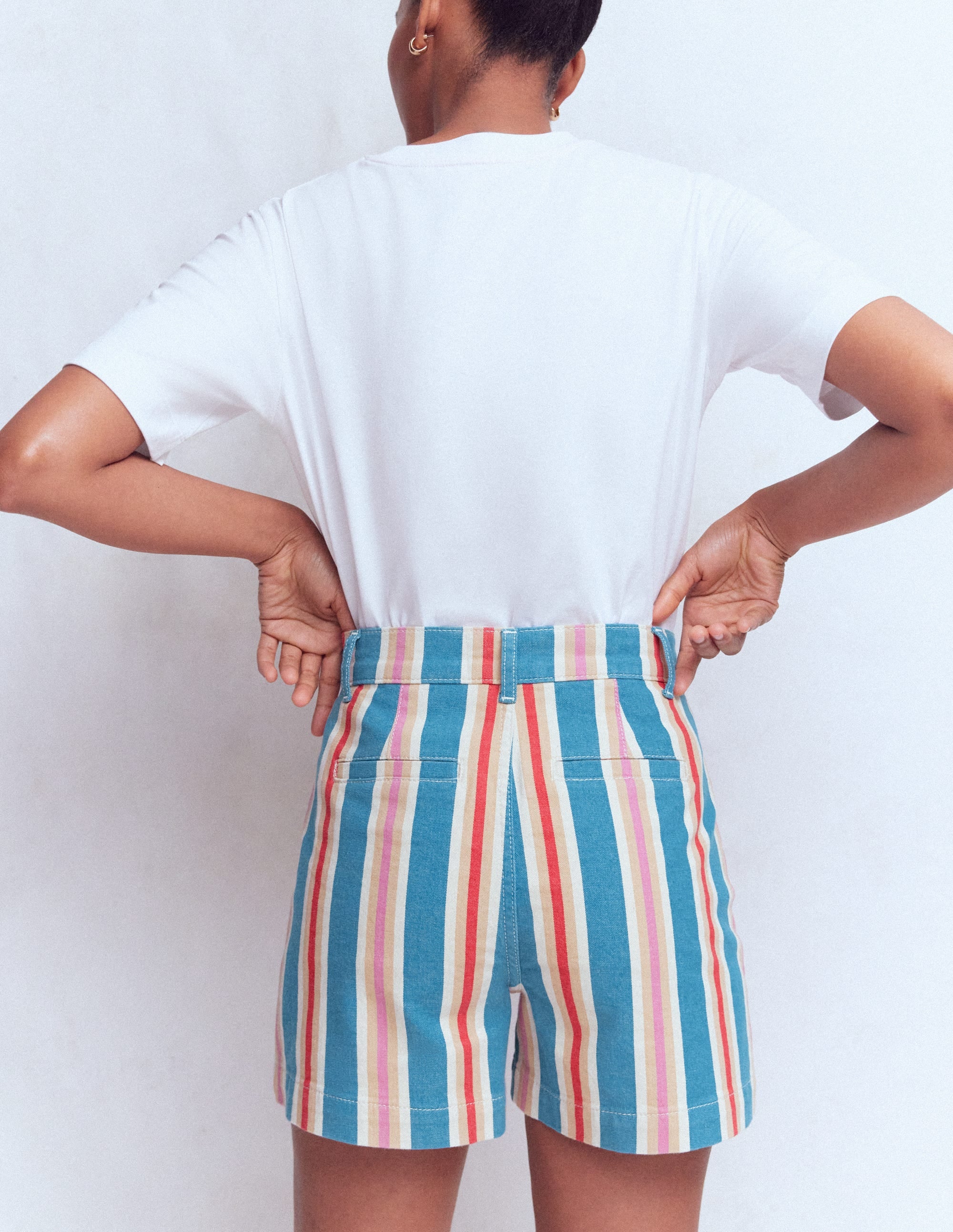 Primrose Denim Shorts - Blue, Pink, Red Multistripe | Boden USA