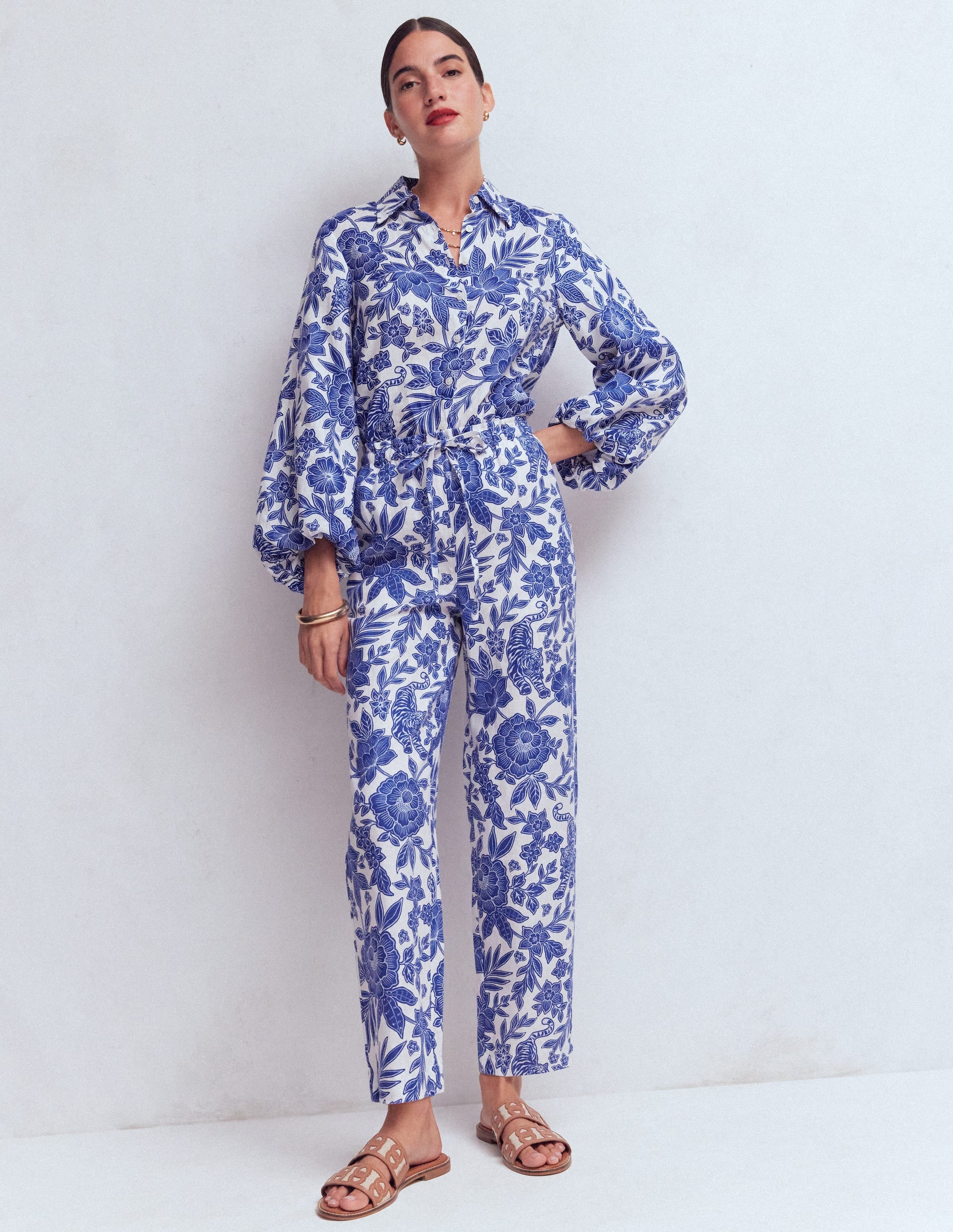 Islington Linen Crop Pants - Mazarine Blue, Tigers Paradise
