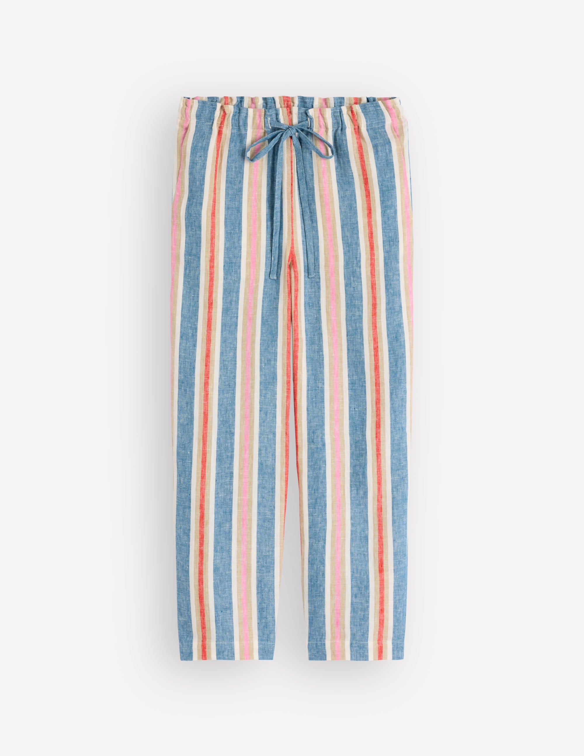 Islington Linen Crop Pants-Blue, Pink, Red Multistripe - Image 6