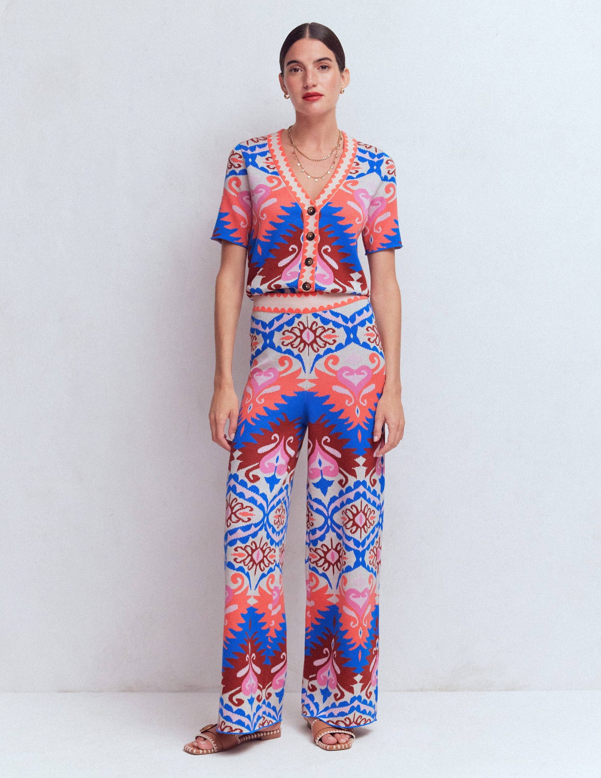 Jacquard Knitted Pants-Multi Aztec-8