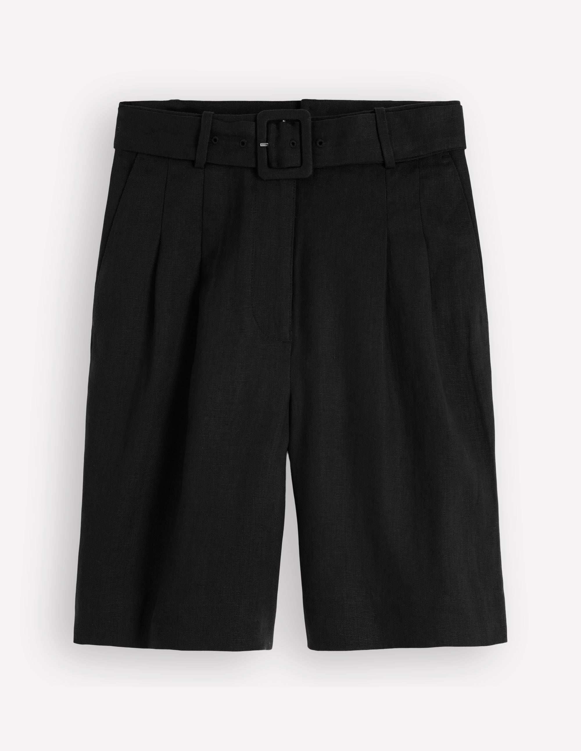 Chelsea Belted Linen Shorts-Black - Image 5