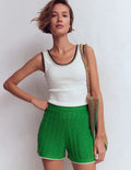 Knitted Pointelle Shorts-Lime Juice Green