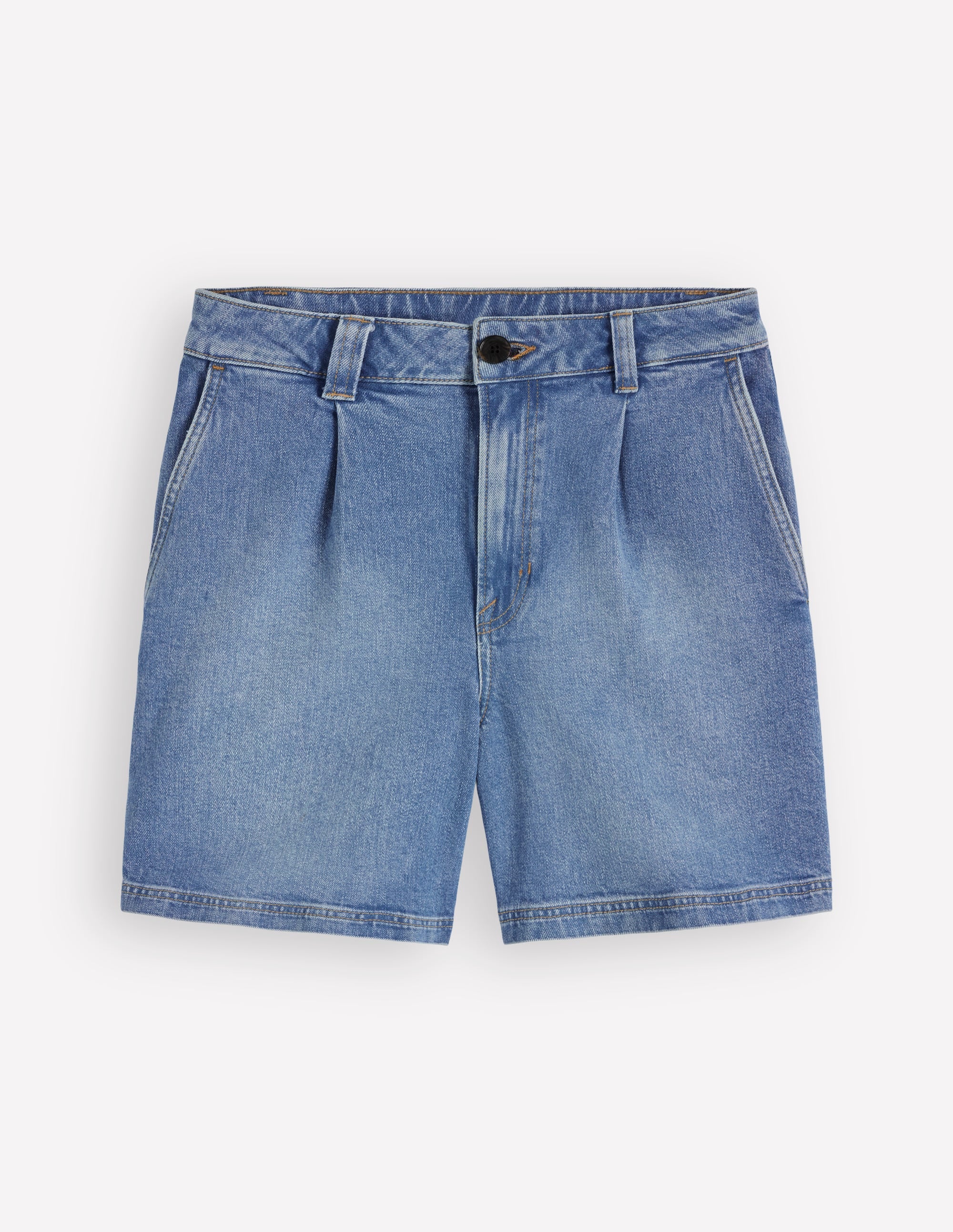 Pleat Front Denim Shorts-Light Vintage - Image 6