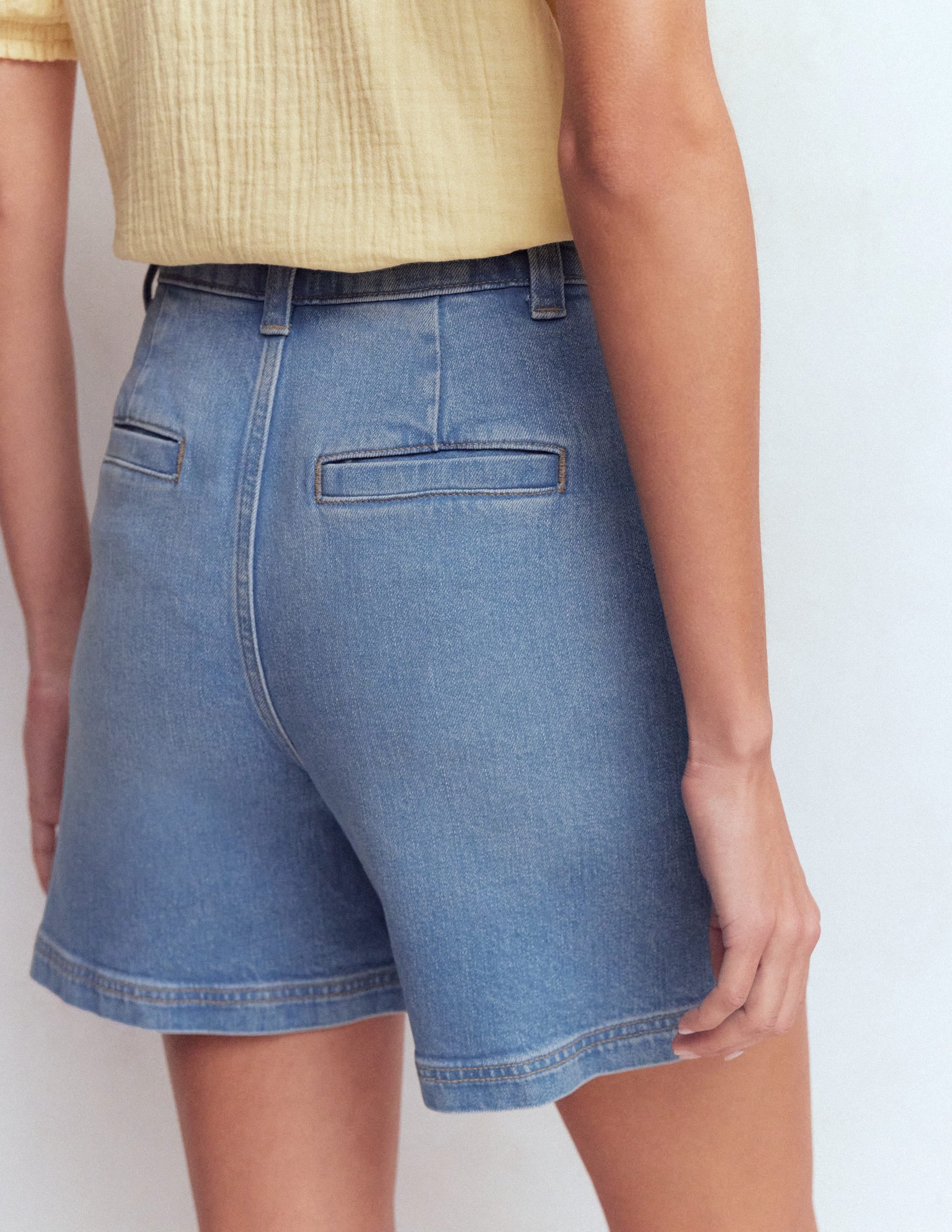 Pleat Front Denim Shorts-Light Vintage - Image 3