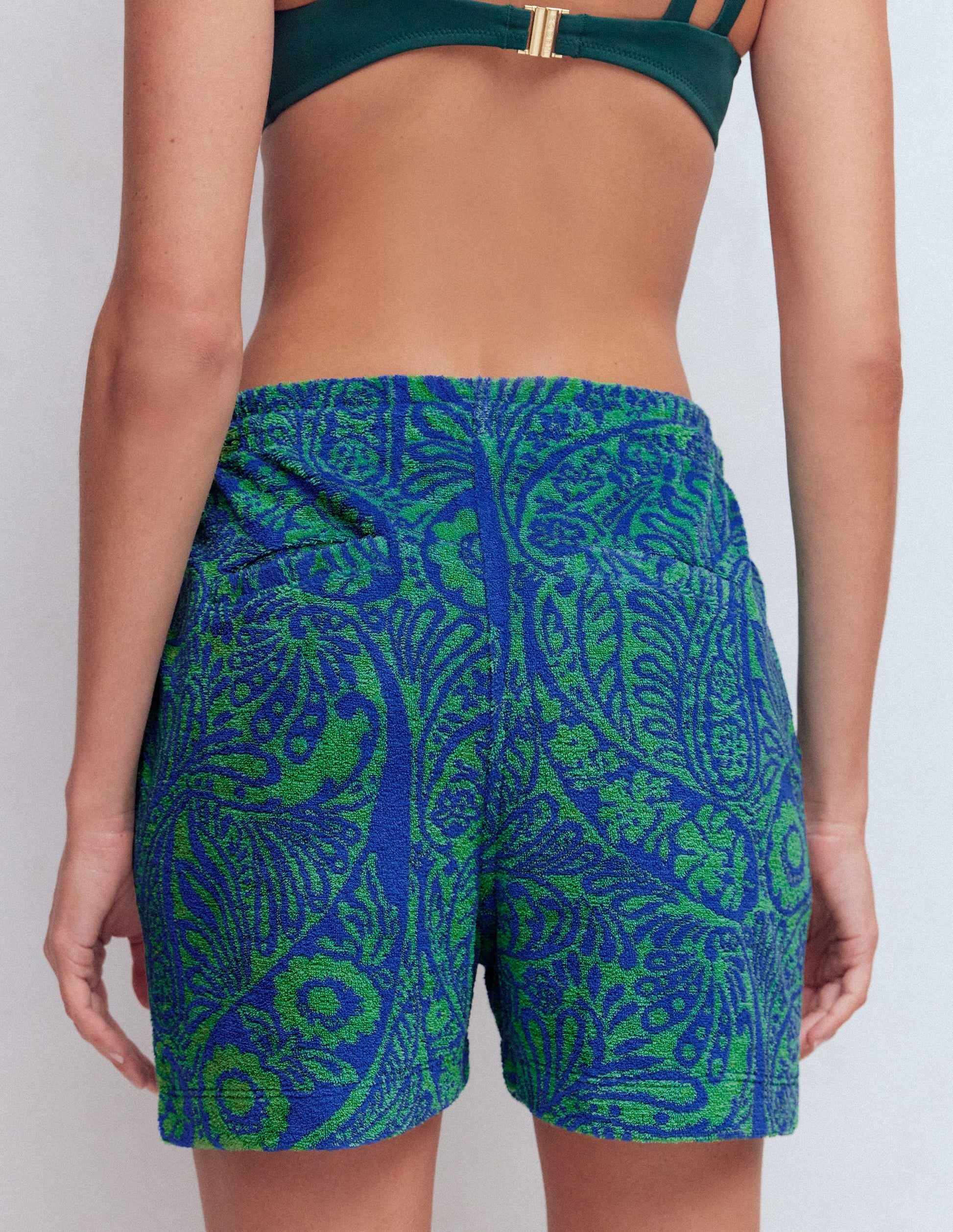 Islington Towelling Shorts-Green/ Blue, Enchanted Paisley-3