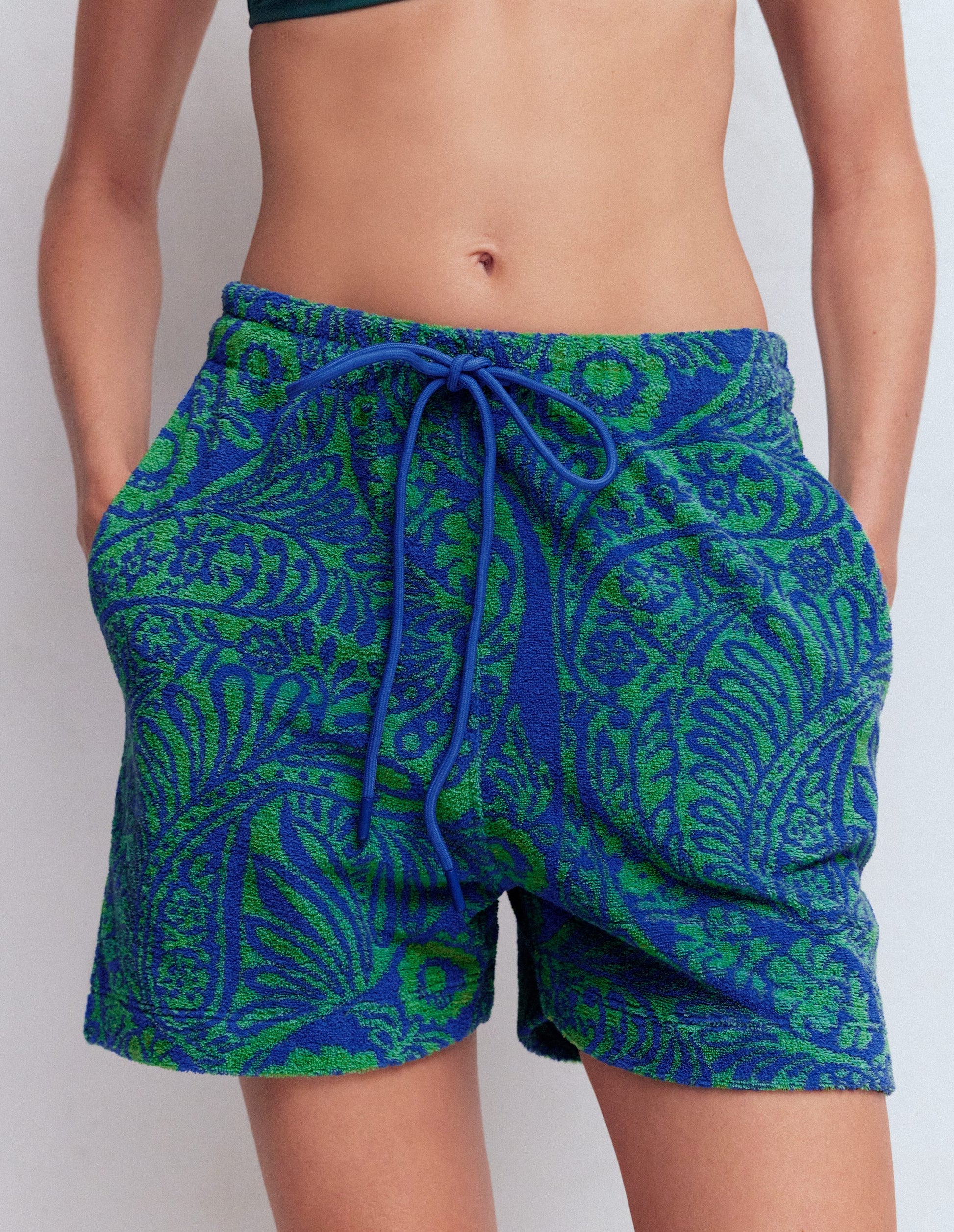 Islington Towelling Shorts-Green/ Blue, Enchanted Paisley-4