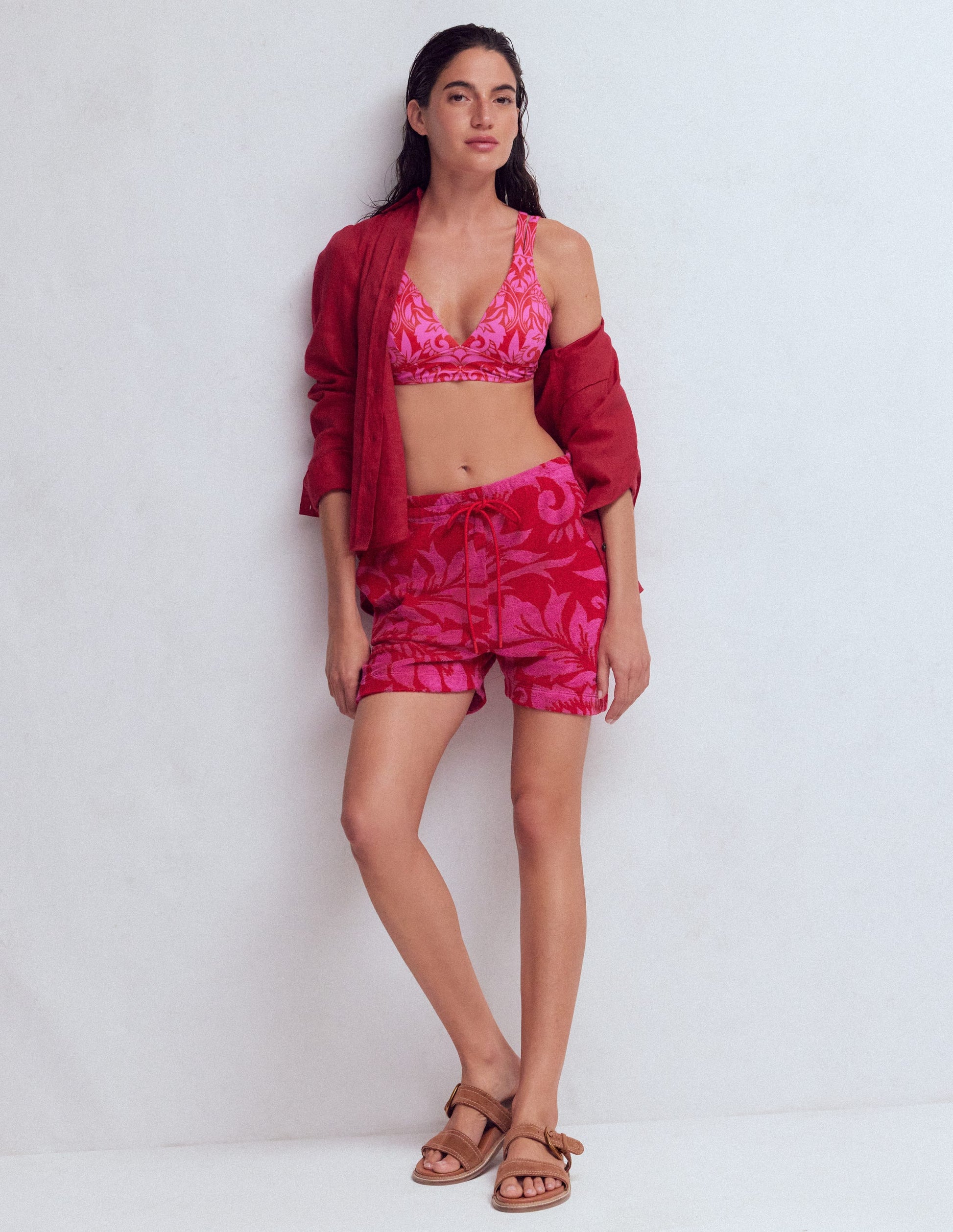 Islington Towelling Shorts-Salsa, Floral-1