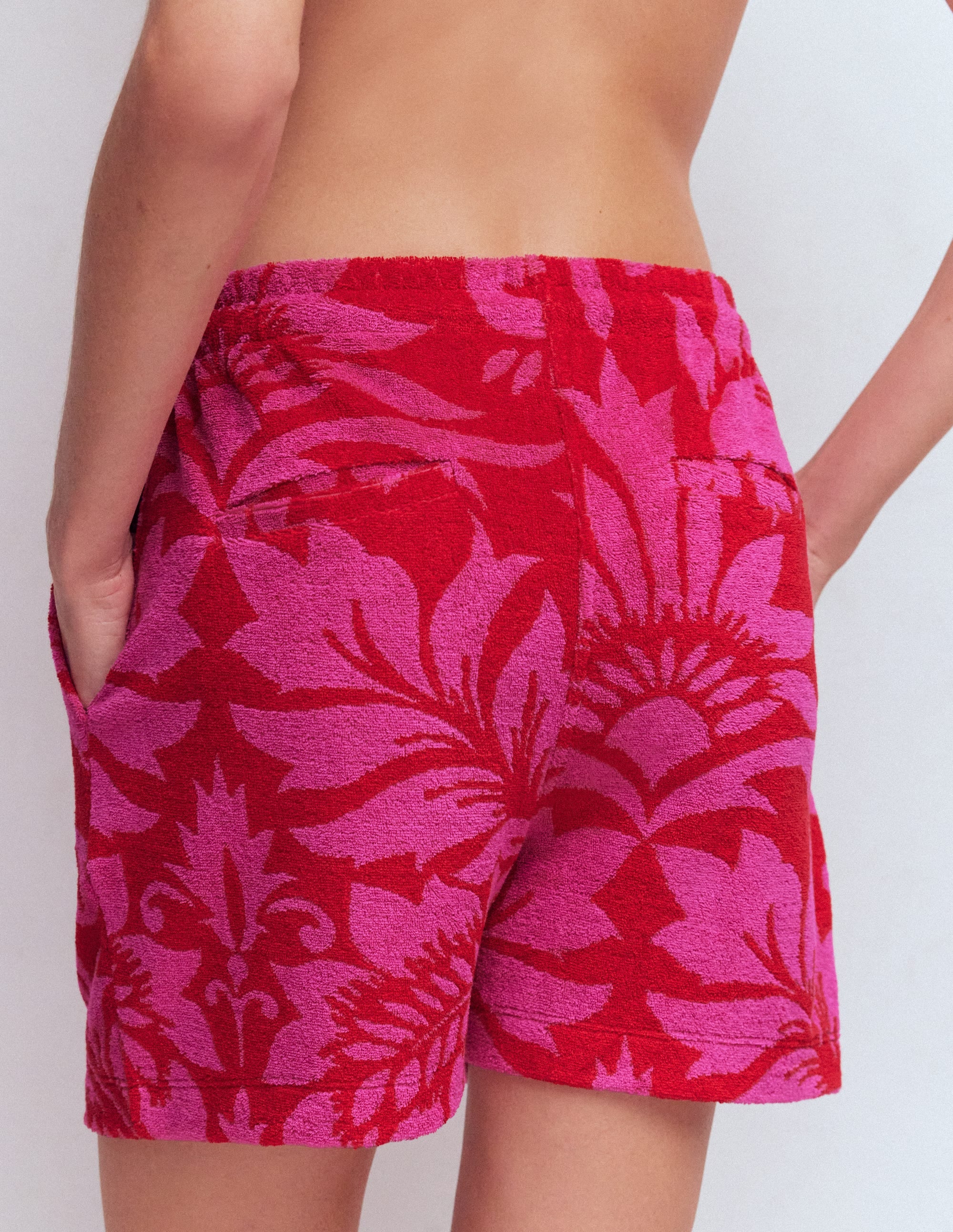 Islington Towelling Shorts-Salsa, Floral - Image 3