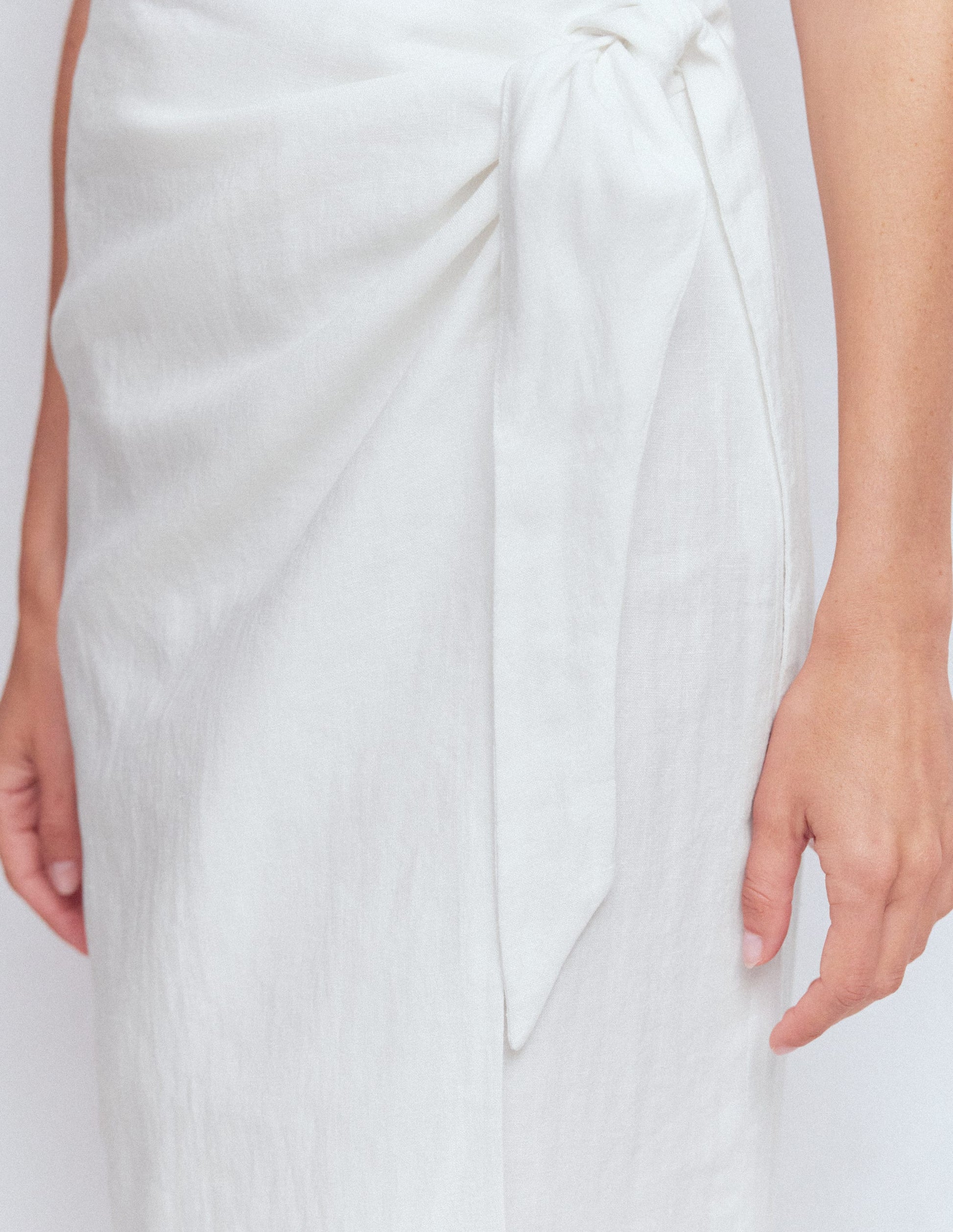 Dimitra Linen Column Skirt-White-2