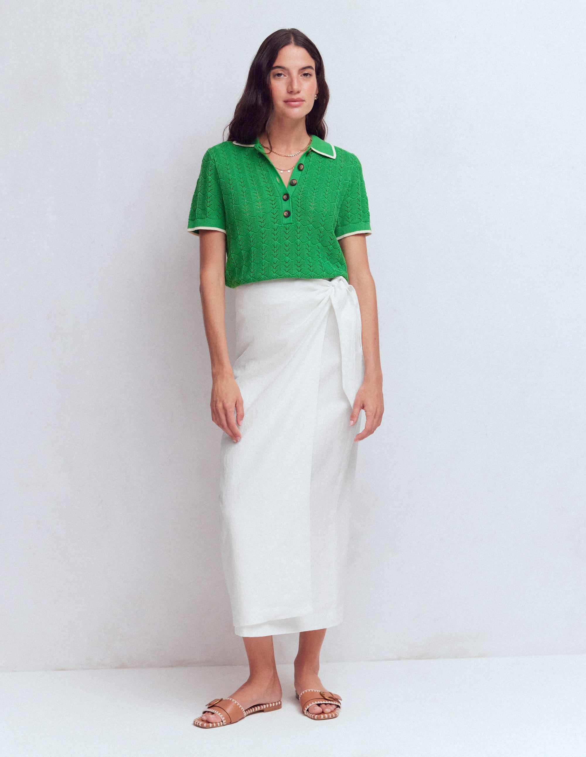 Dimitra Linen Column Skirt - White | Boden USA