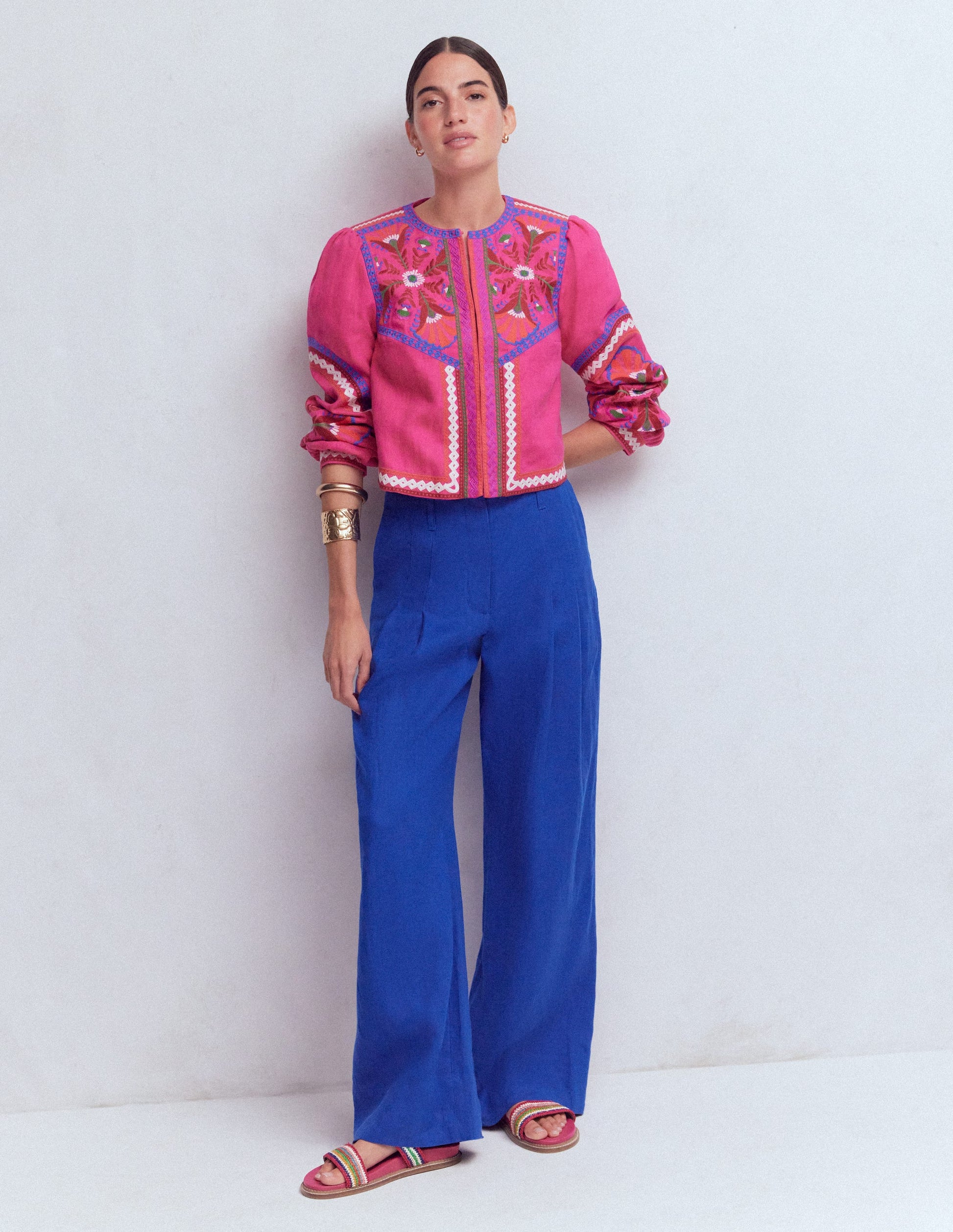 Mayfair Linen Pants-Bright Blue-1