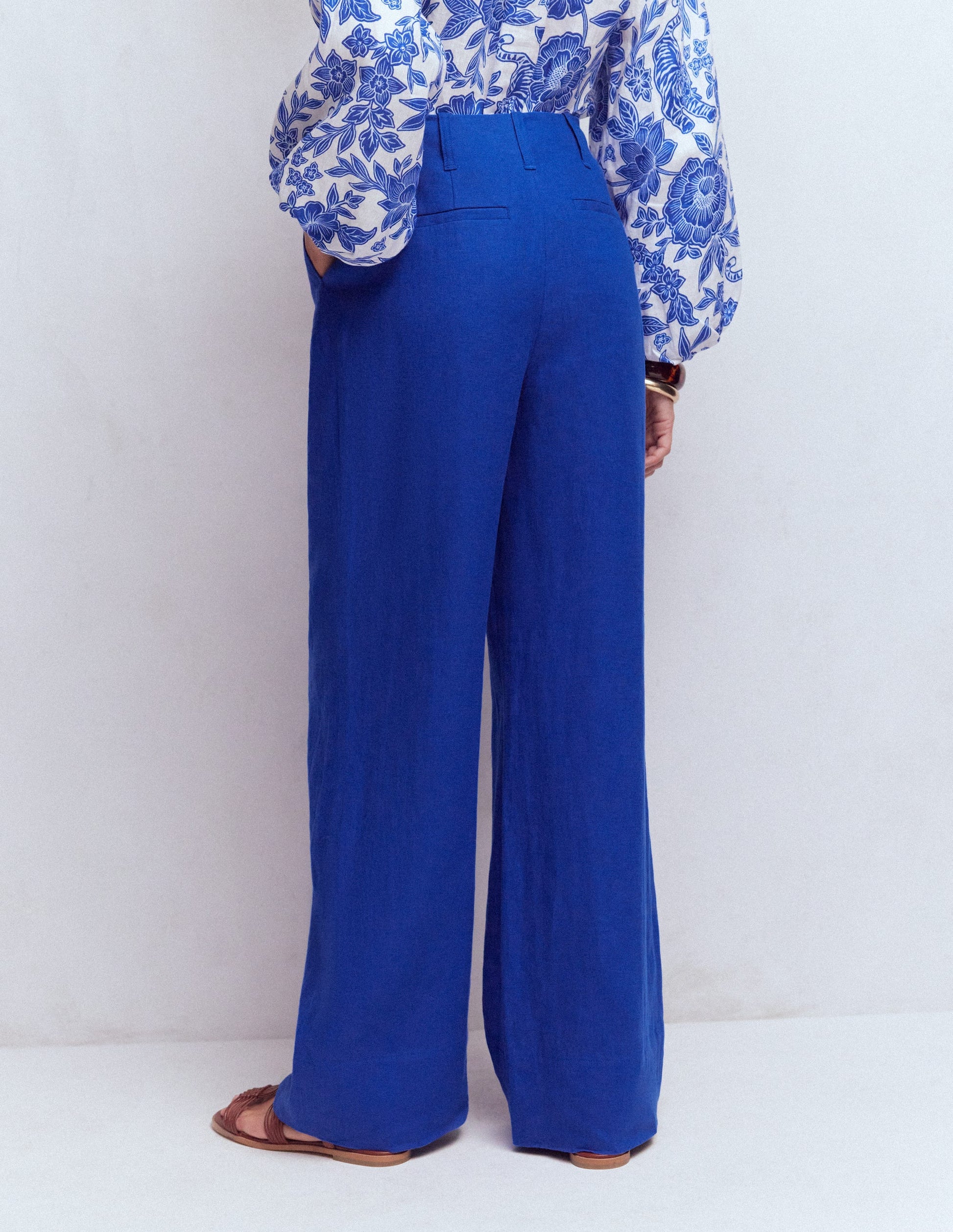 Mayfair Linen Pants-Bright Blue-3