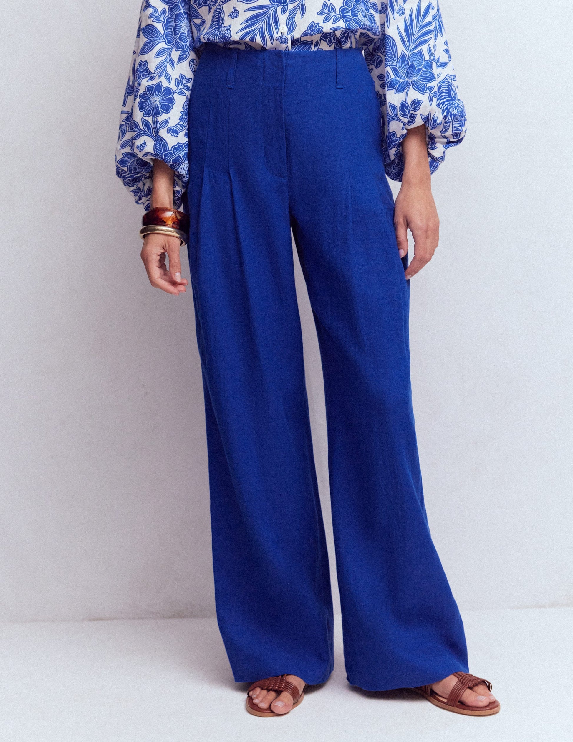 Mayfair Linen Pants-Bright Blue-4