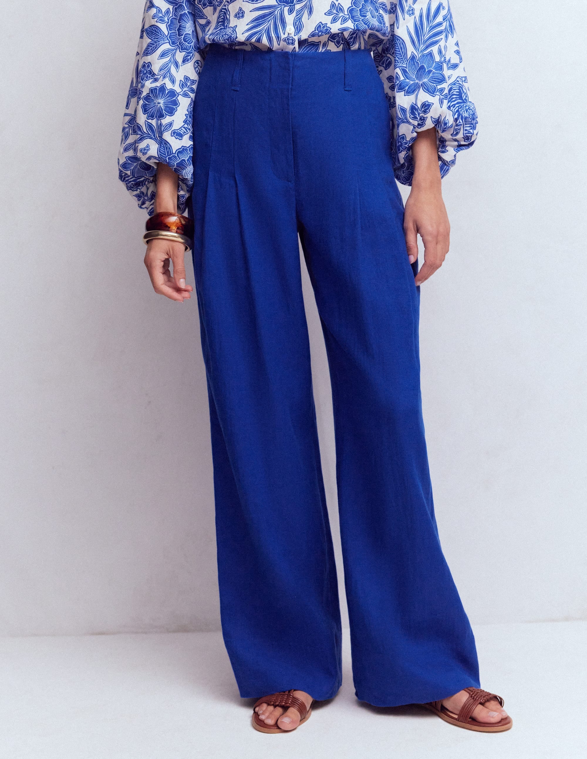 Mayfair Linen Pants-Bright Blue - Image 4