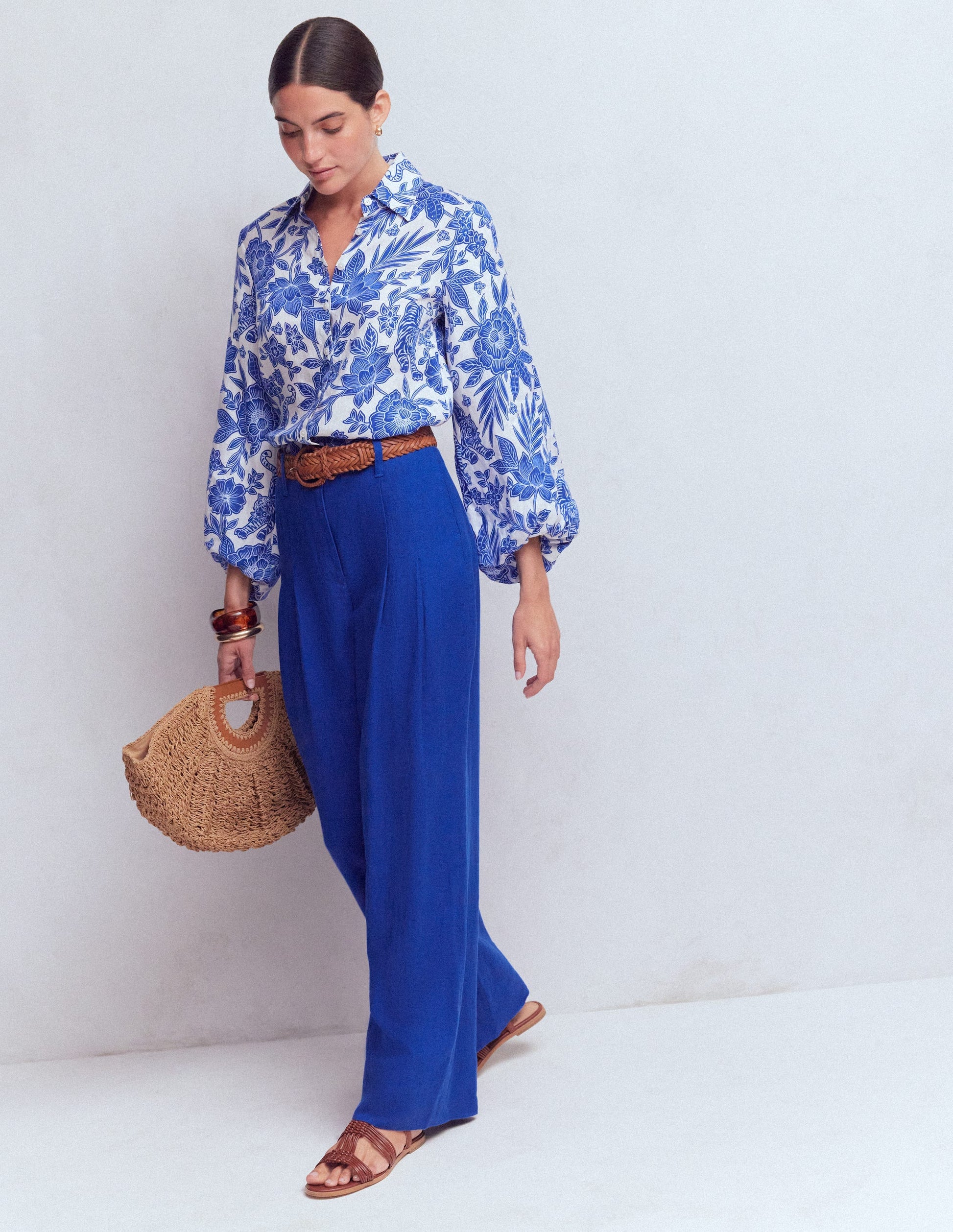 Mayfair Linen Pants-Bright Blue-5