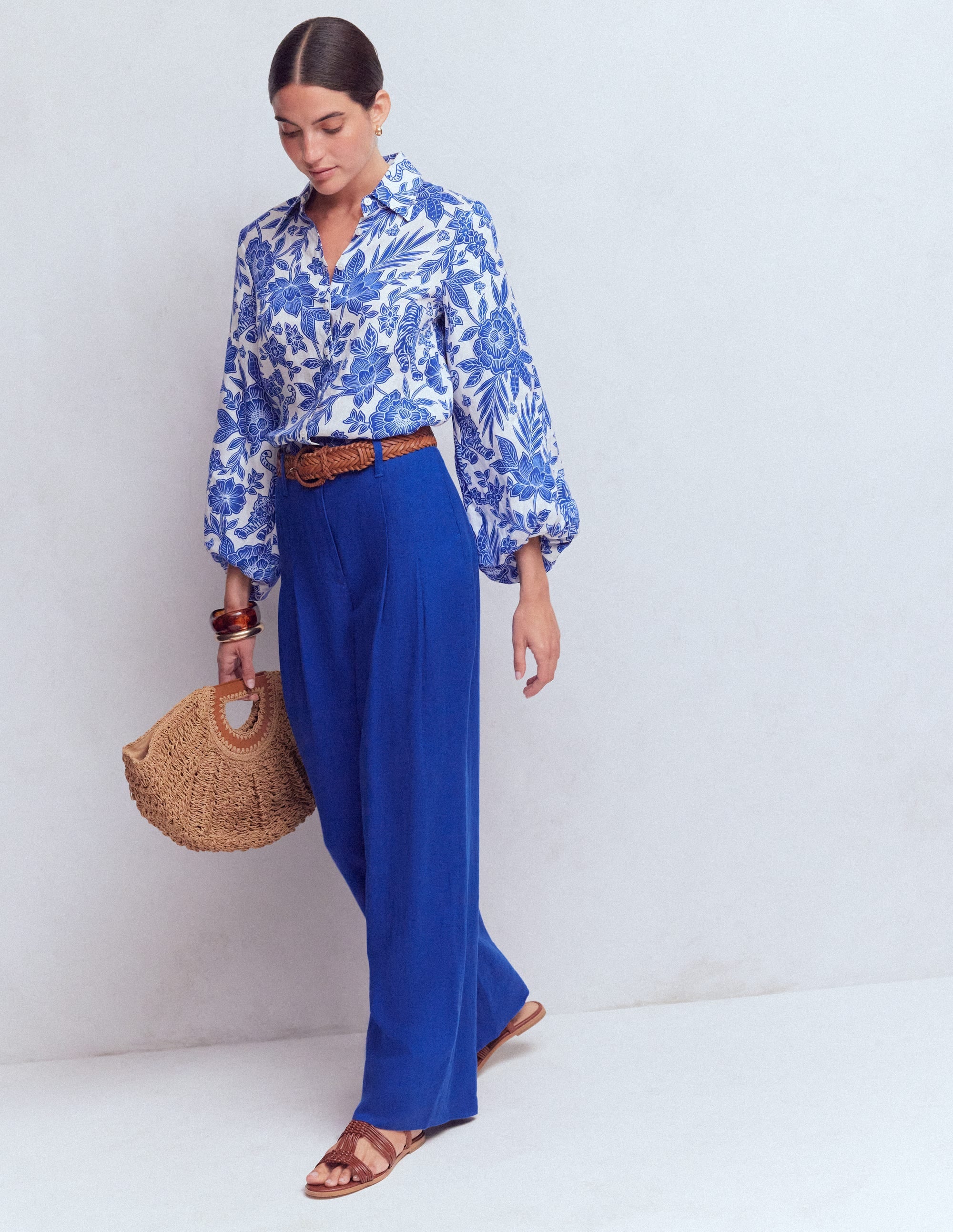 Mayfair Linen Pants-Bright Blue - Image 5
