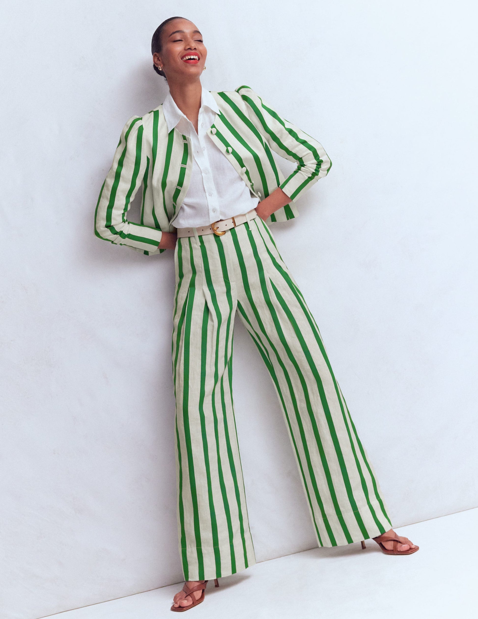 Mayfair Linen Pants-Ivory, Fresh Green Stripe-5