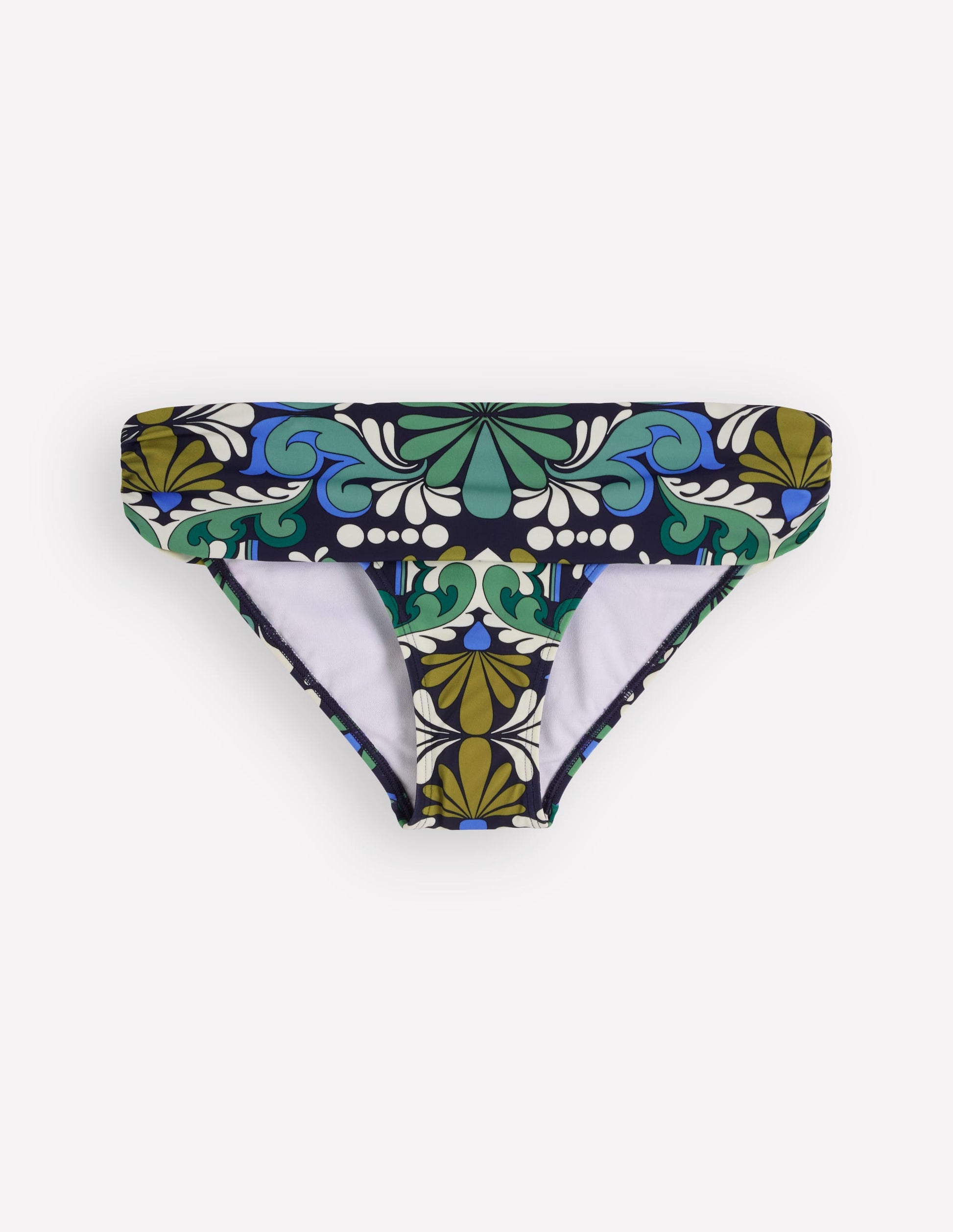 Classic Fold Bikini Bottoms-French Navy, Bloom Tapestry-6