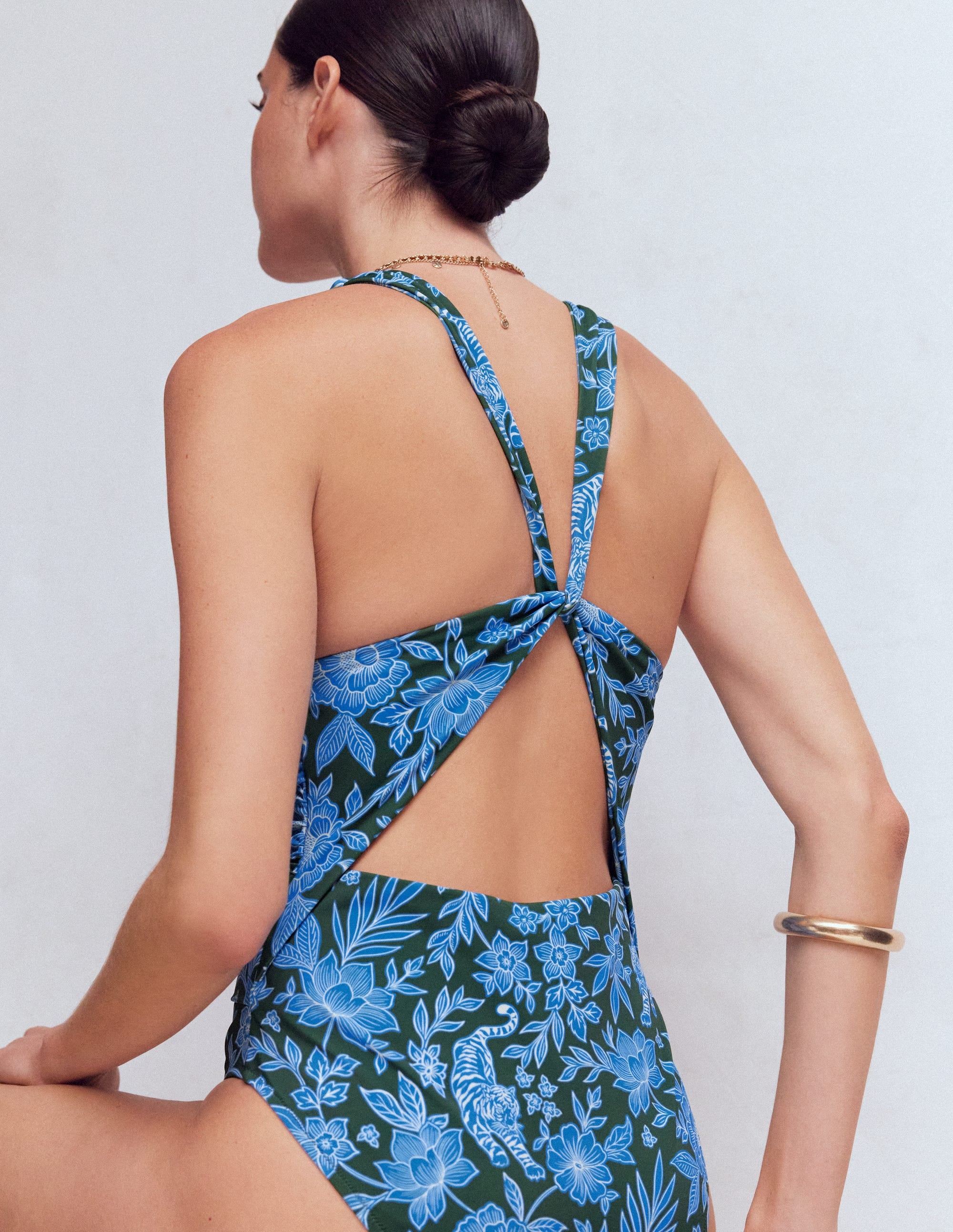 Mykonos Deep V Swimsuit-Dark Green, Paradise - Image 2