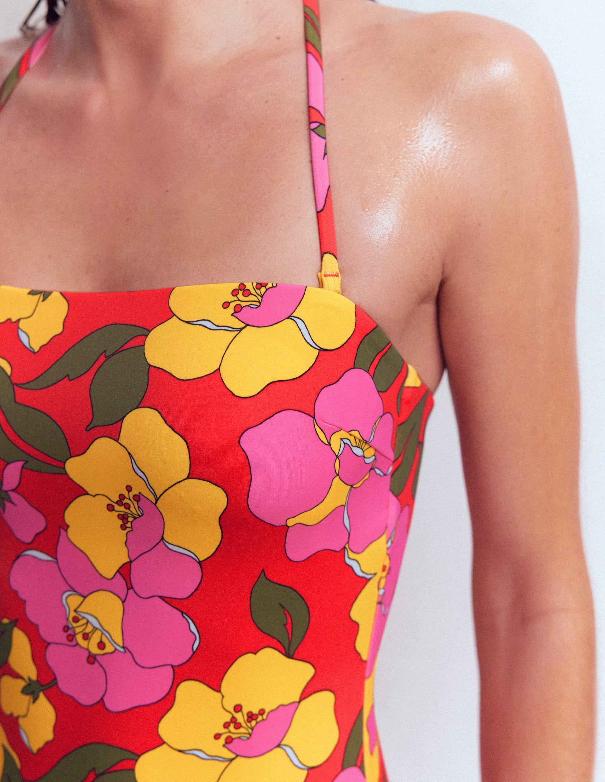 Paros Bandeau Swimsuit-Red, Radiant Bloom - Image 2
