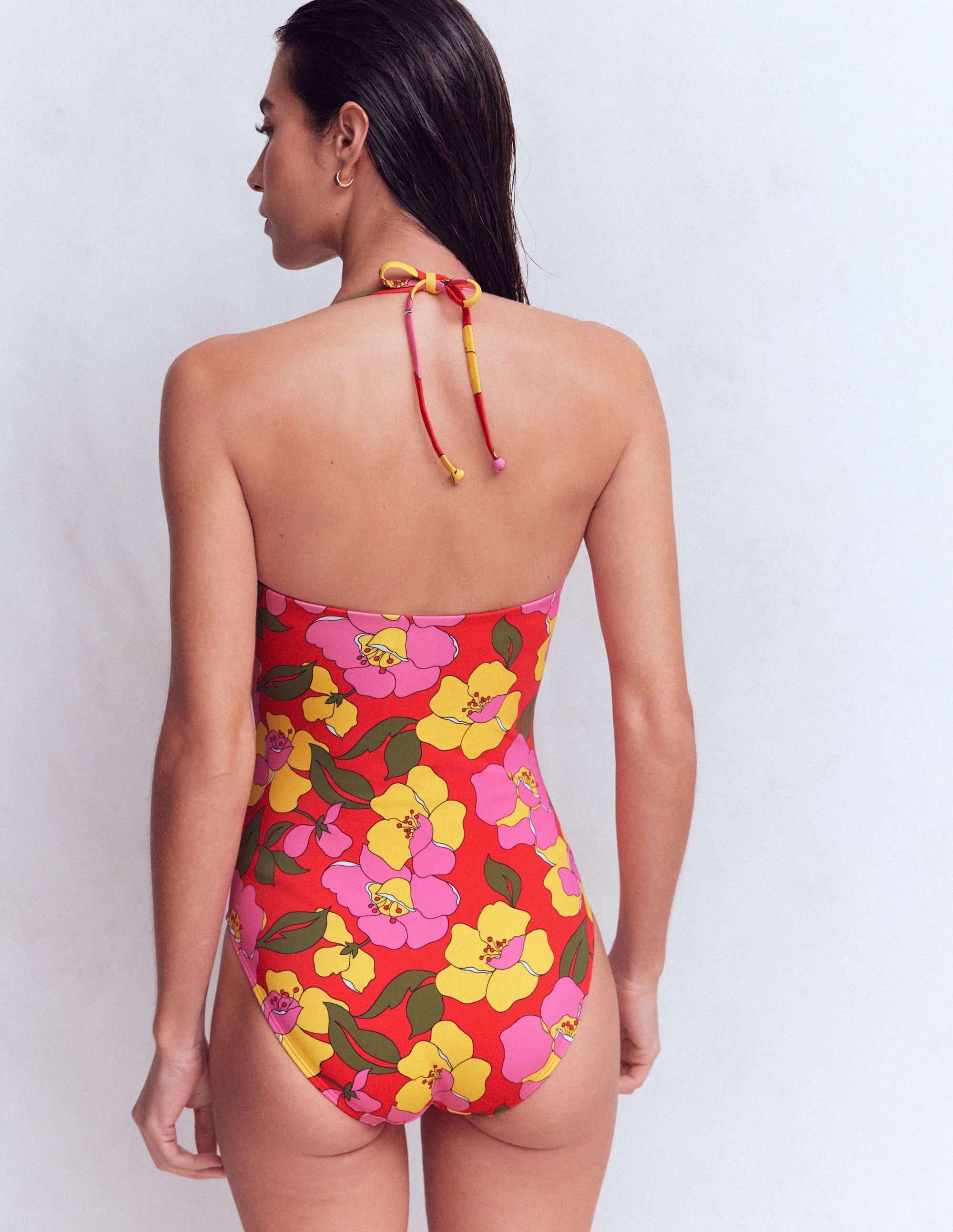 Paros Bandeau Swimsuit-Red, Radiant Bloom - Image 3
