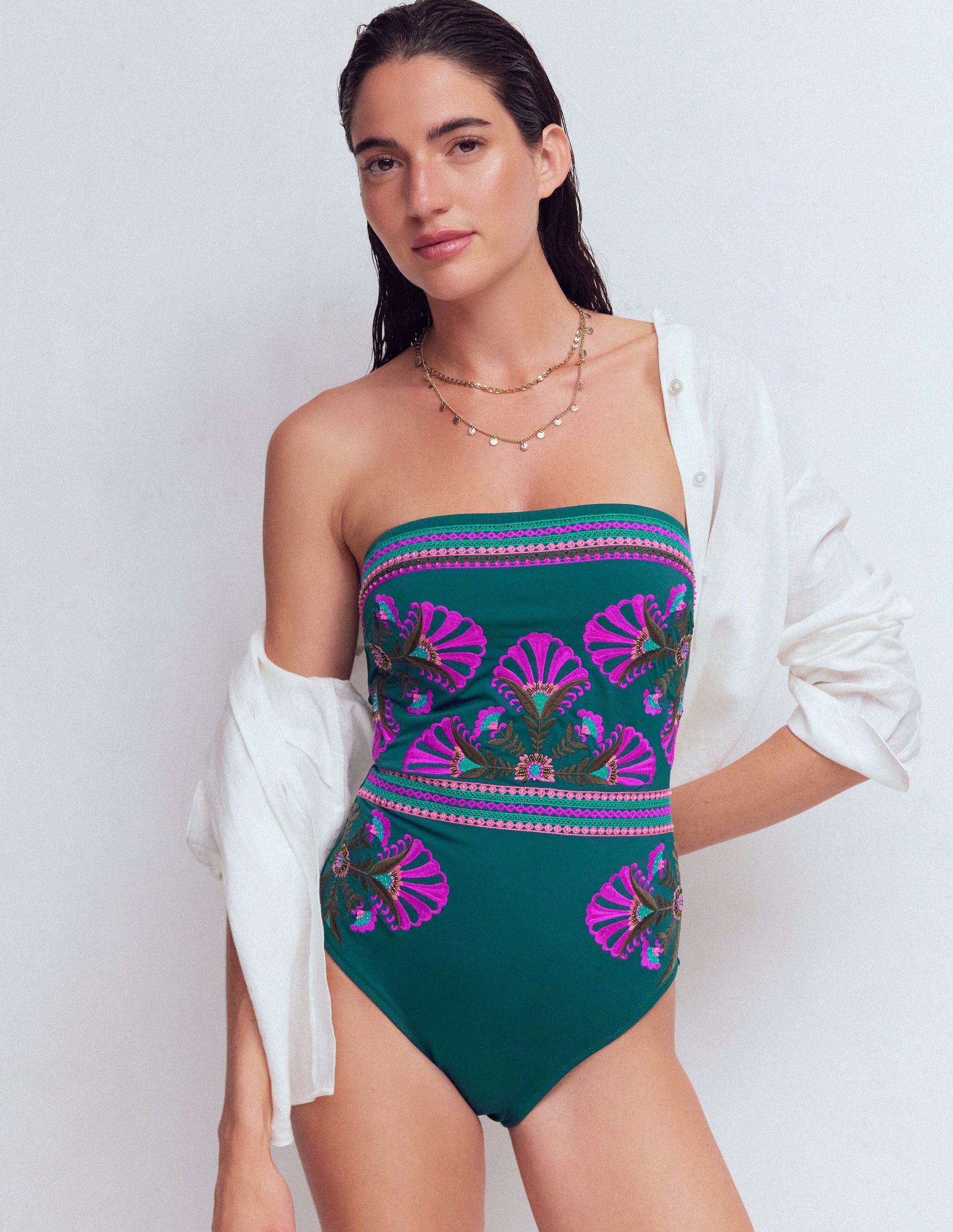 best bottle blue cheese dressing Paros Bandeau Swimsuit-Atlantic Blue, Embroidery