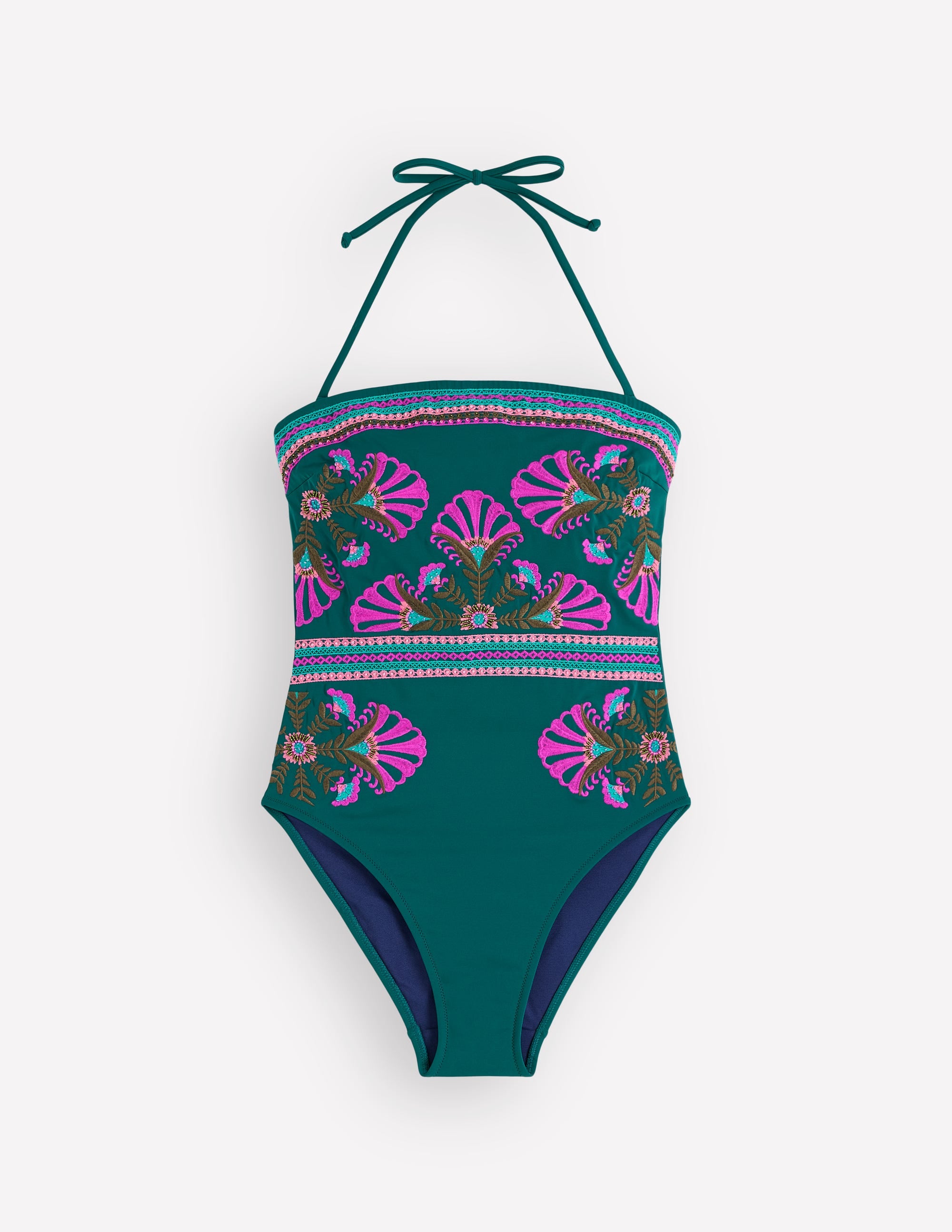 Paros Bandeau Swimsuit-Atlantic Blue, Embroidery - Image 6