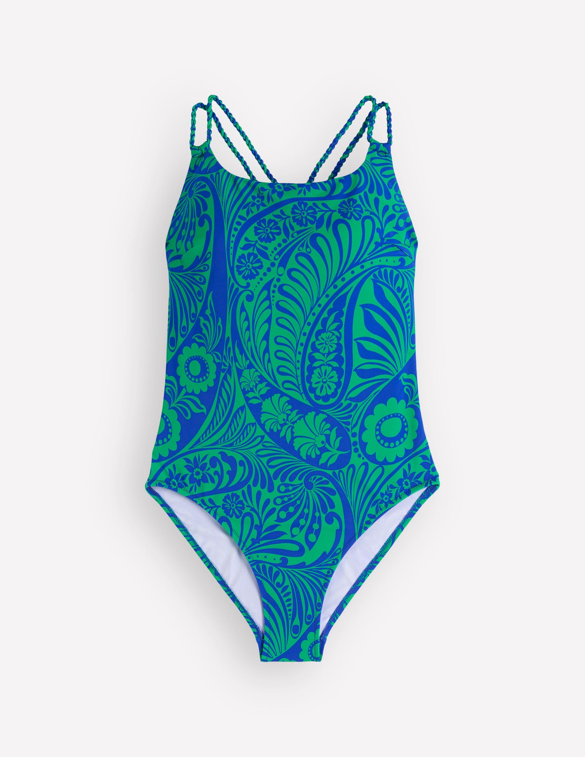 Twist Strap Swimsuit - Blue, Enchanted Paisley | Boden USA