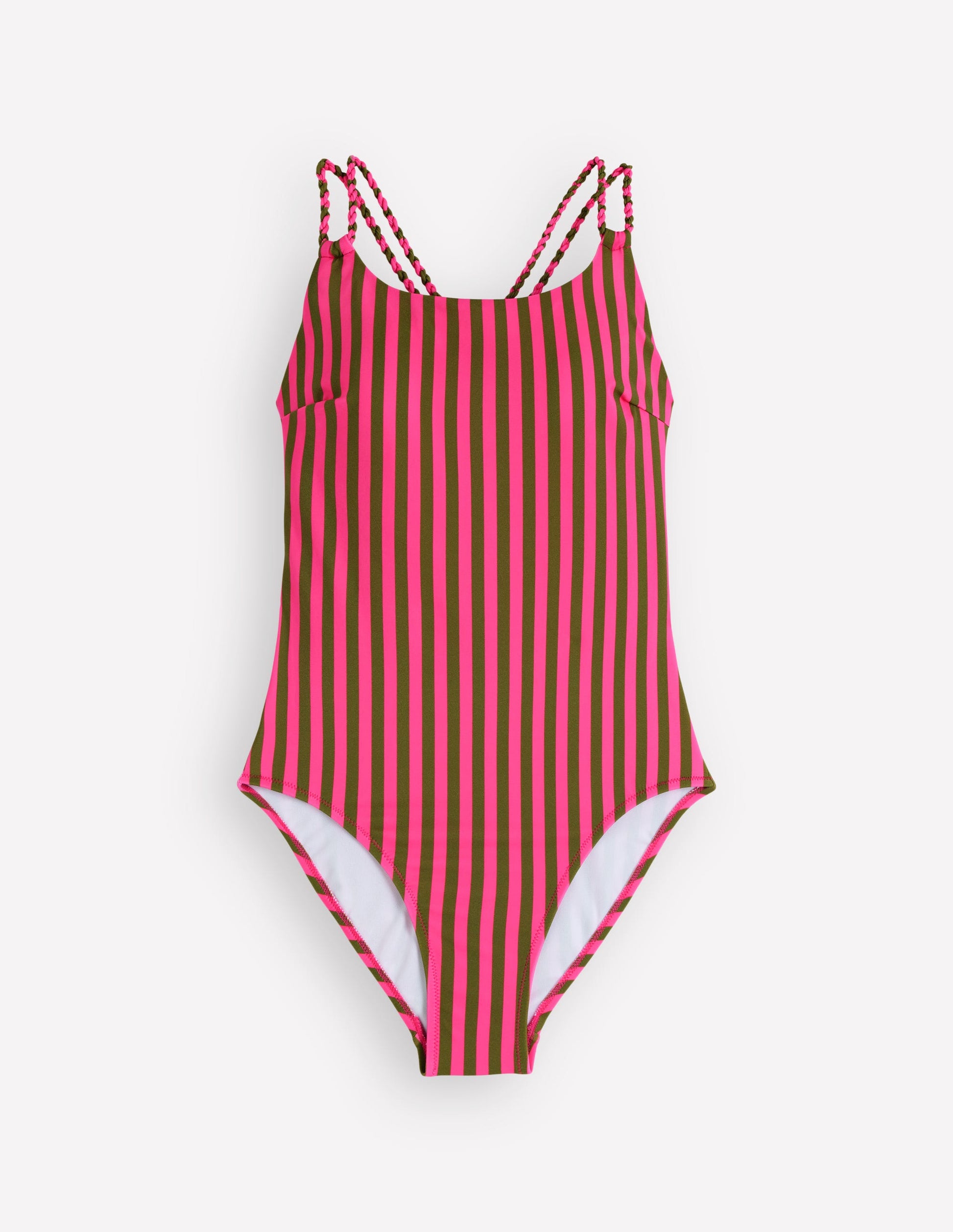 Twist Strap Swimsuit-Pink, Khaki Stripe-7