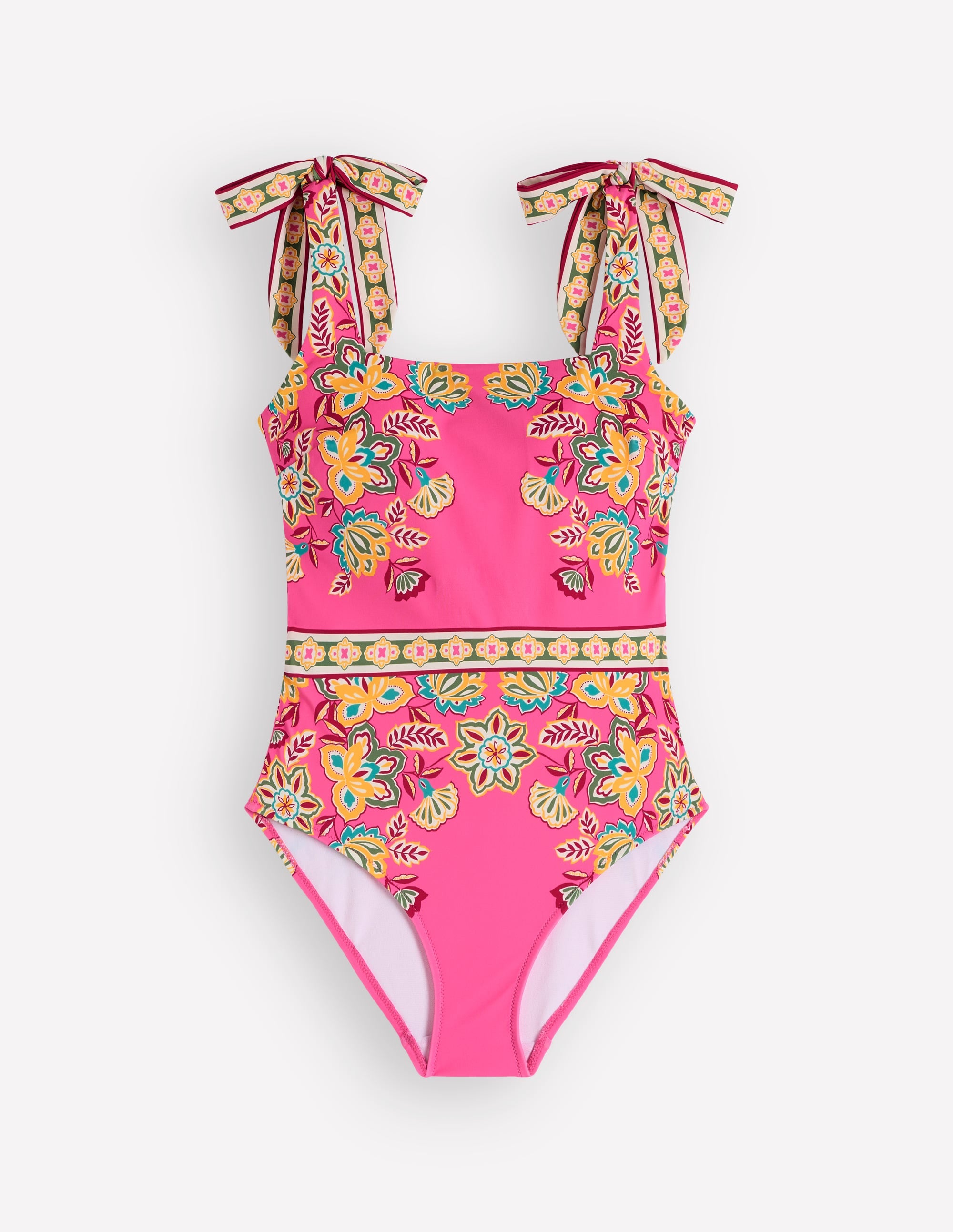 Bow Tie Shoulder Swimsuit-Sangria Sunset, Blossom - Image 6