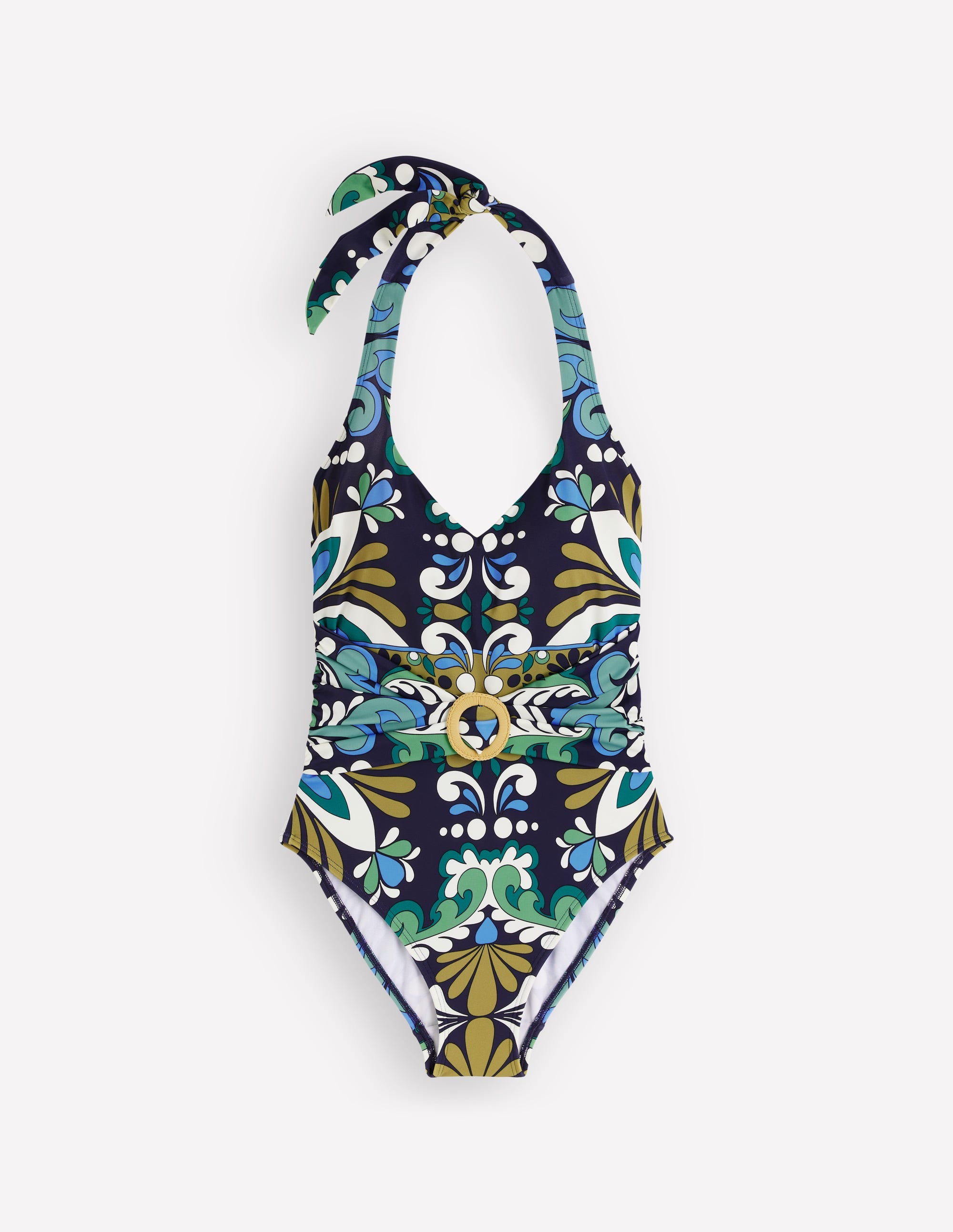 Sorrento Hoop Sash Swimsuit-French Navy, Bloom Tapestry - Image 6