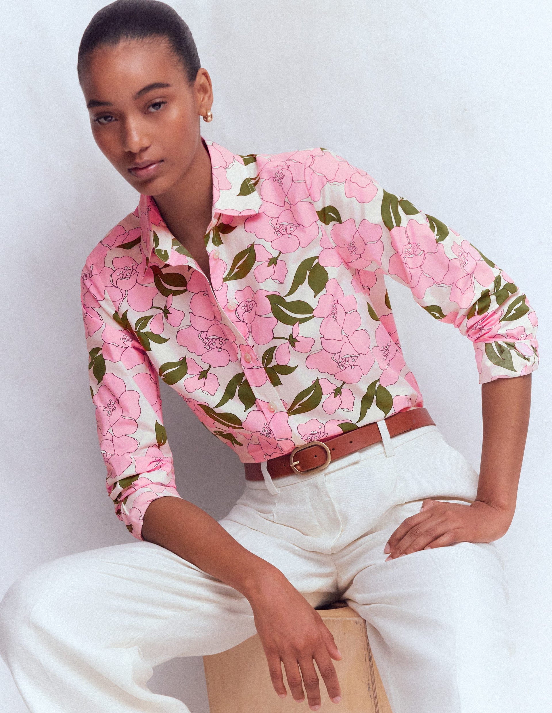 Boden Women's Sienna Cotton Shirt in Pink Boden Women's Sienna Cotton Shirt in Pink