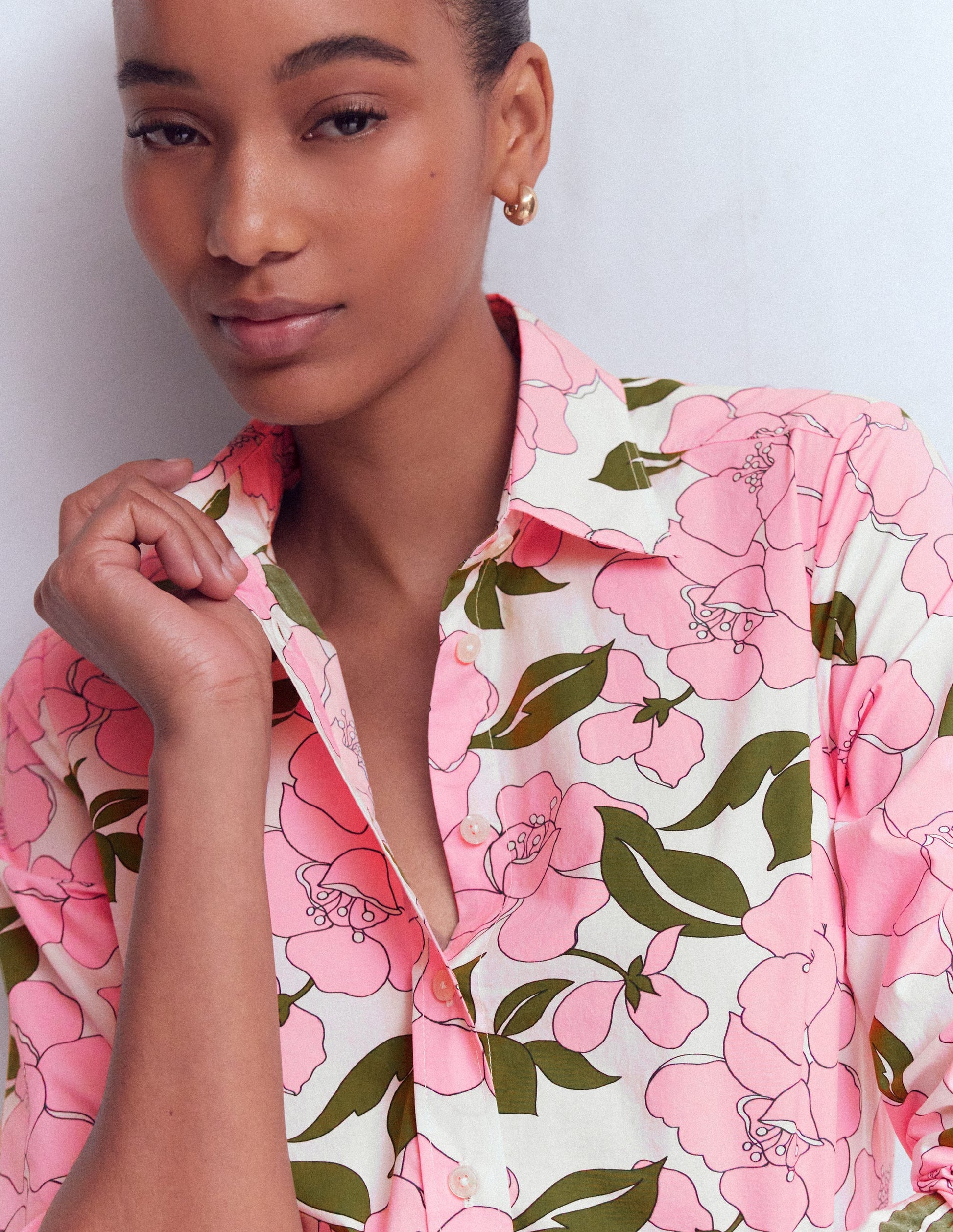 Sienna Cotton Shirt-Blossom Pink, Radiant Bloom-2