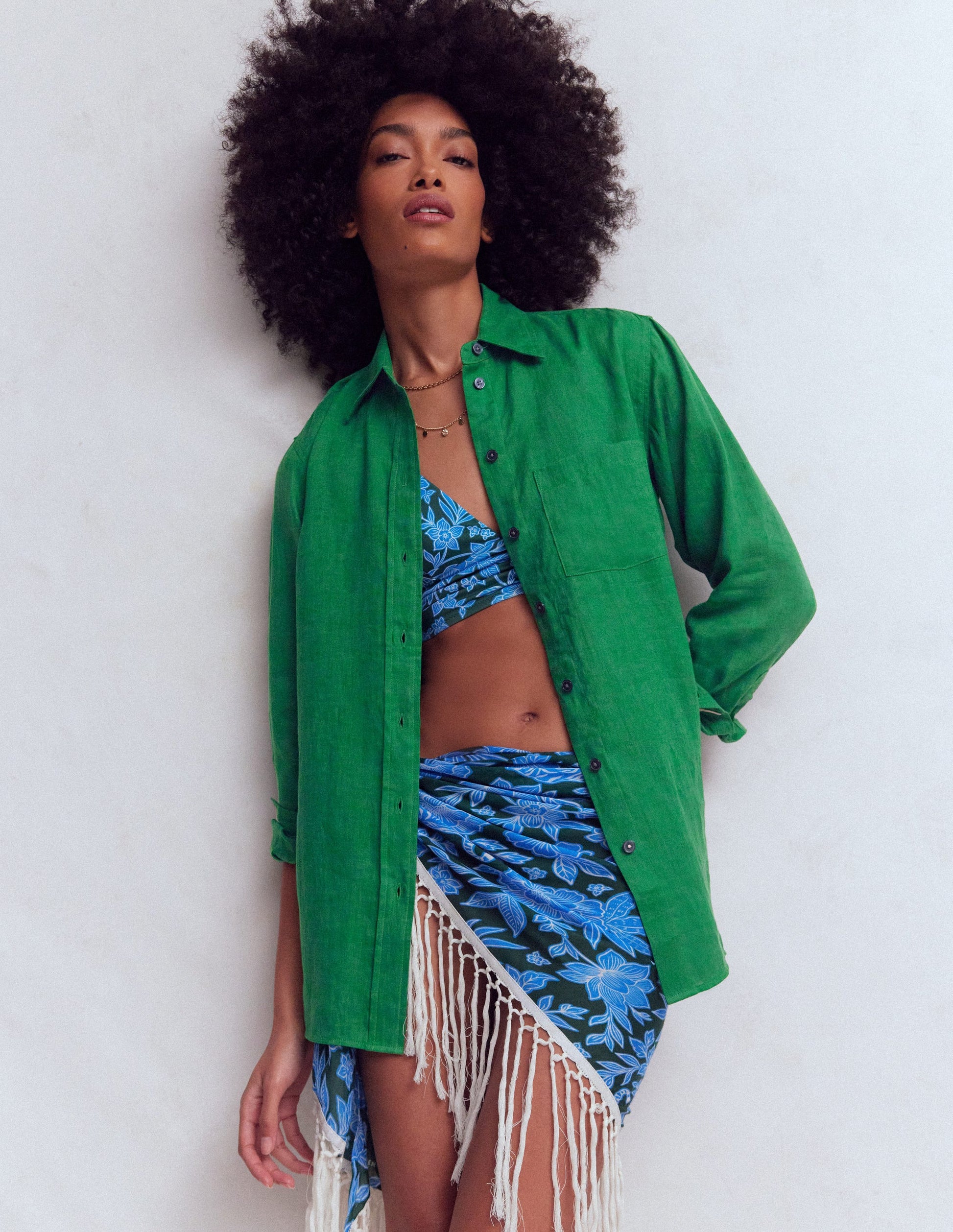 Sadie Relaxed Linen Shirt-Fresh Green-2