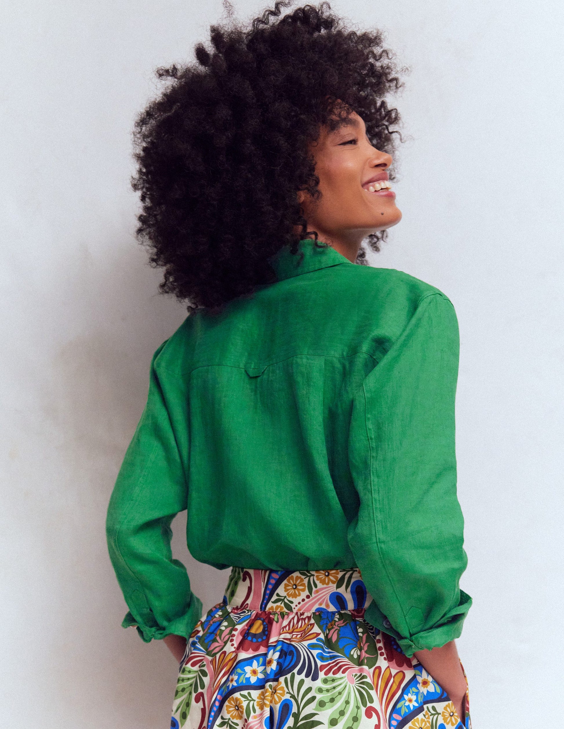Sadie Relaxed Linen Shirt-Fresh Green-3