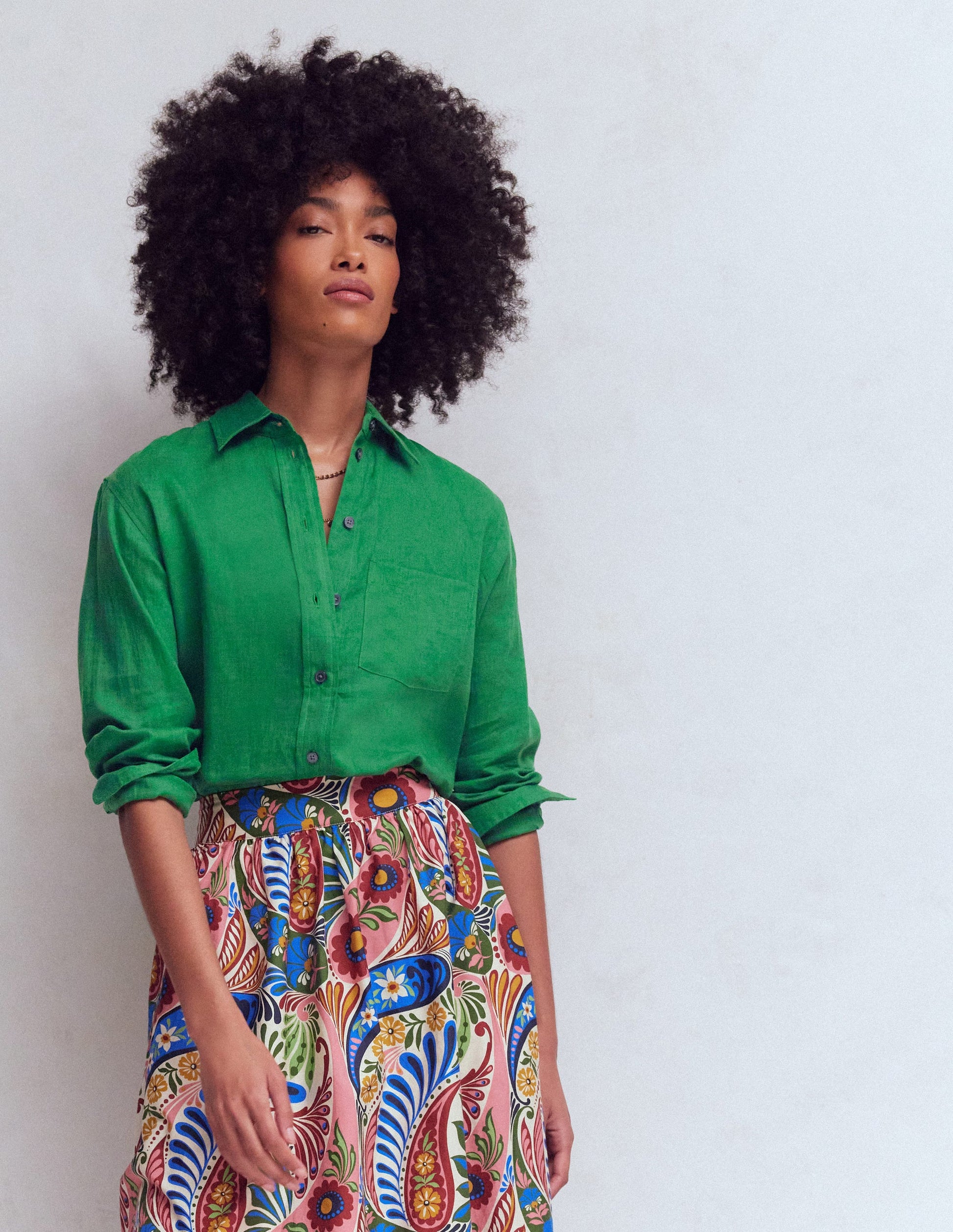 Sadie Relaxed Linen Shirt-Fresh Green-4