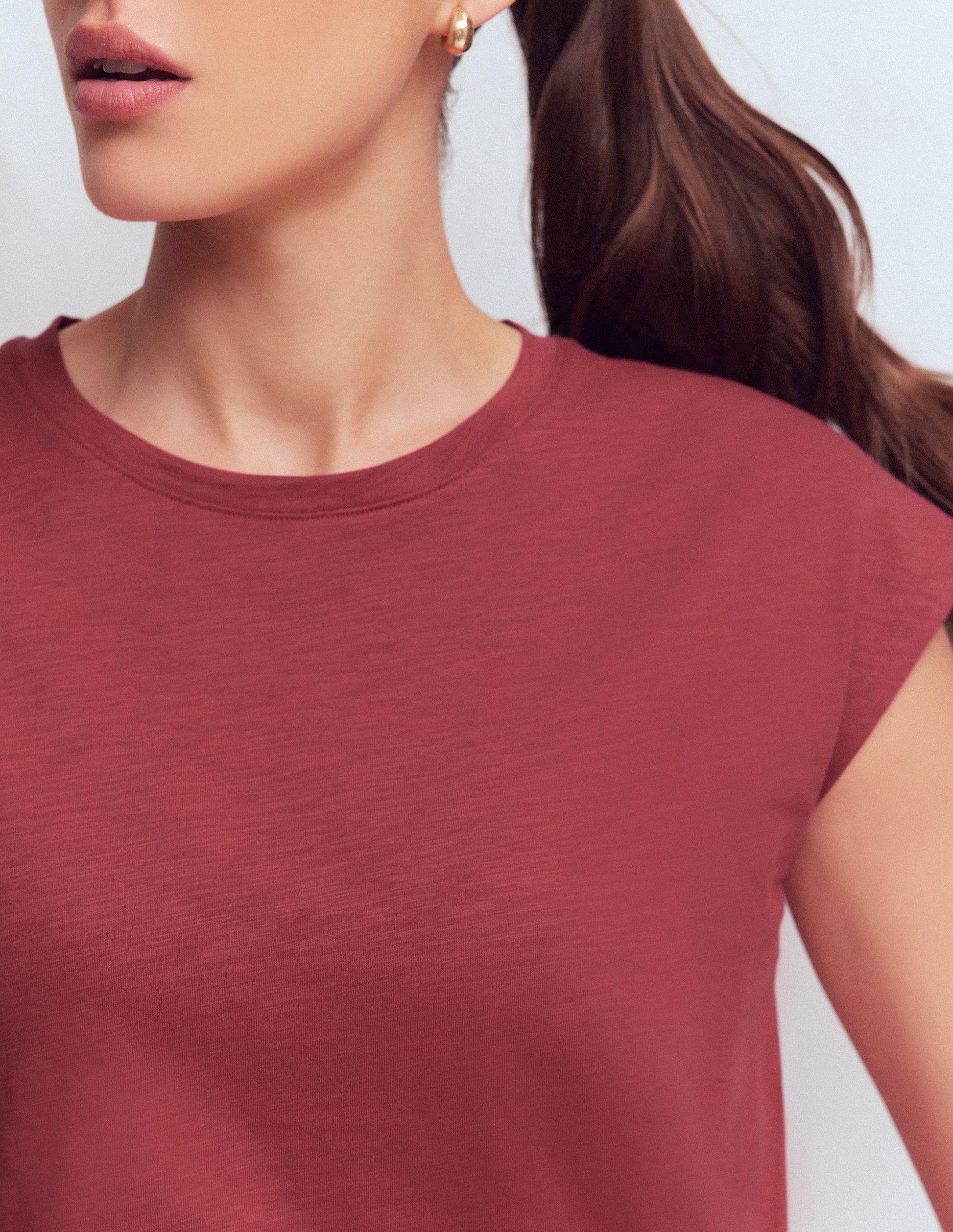 Louisa Slub T-Shirt-Earth Red-2